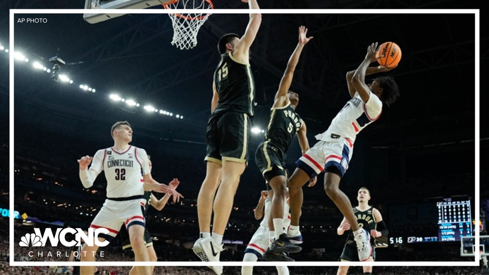 Tristen Newton scored 20 points for the Huskies, who won their 12th straight March Madness game — not a single one of them decided by fewer than 13 points.