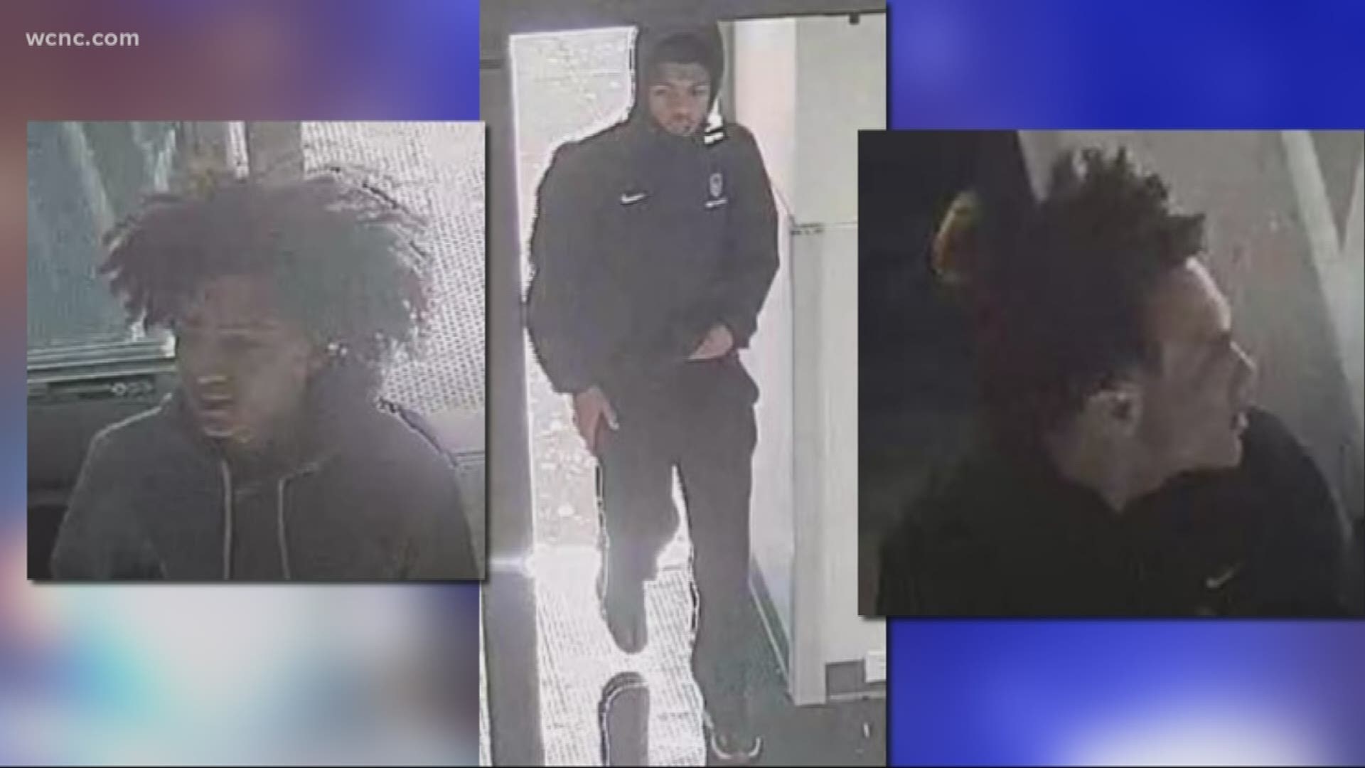 Concord Police are looking for three suspects accused of robbing someone at gunpoint at Concord Mills mall.