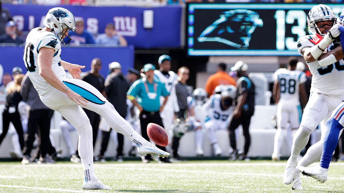 Carolina Panthers punter Johnny Hekker (10) before an NFL football game  against the Cleveland Browns, Sunday, Sep. 11, 2022, in Charlotte, N.C. (AP  Photo/Brian Westerholt Stock Photo - Alamy