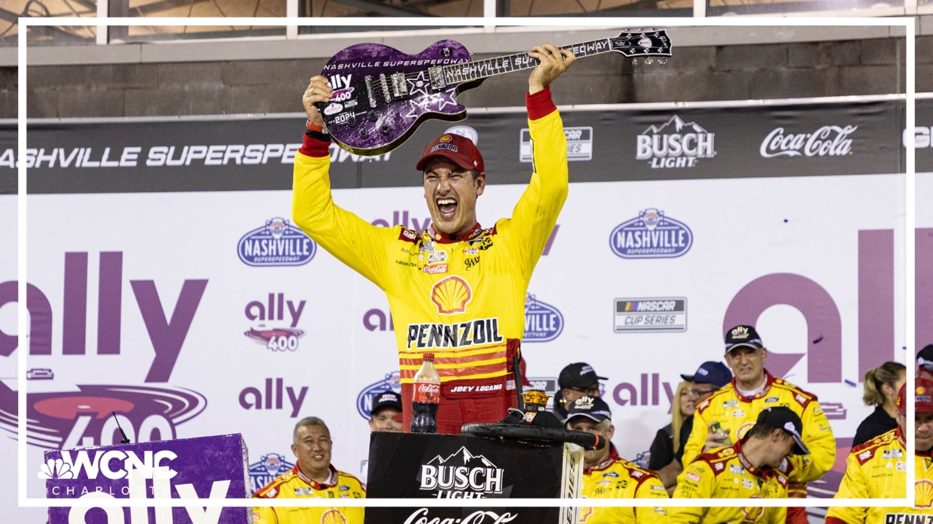 Logano won after stretching his fuel over 100 laps and through five overtime restarts.