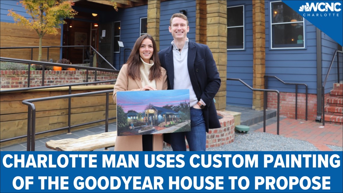 Charlotte couple featured in painting after getting engaged at the Goodyear House