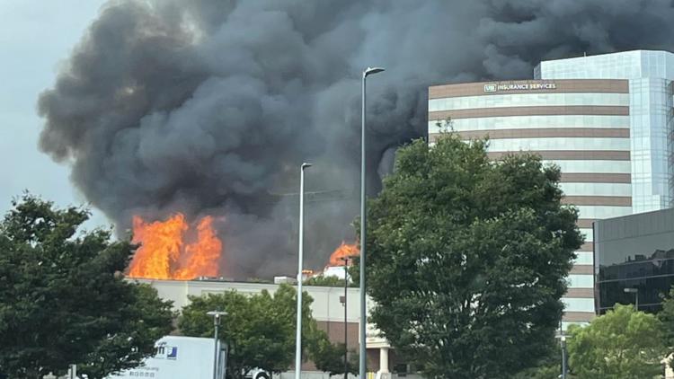Massive fire erupts in Charlotte, North Carolina's SouthPark area