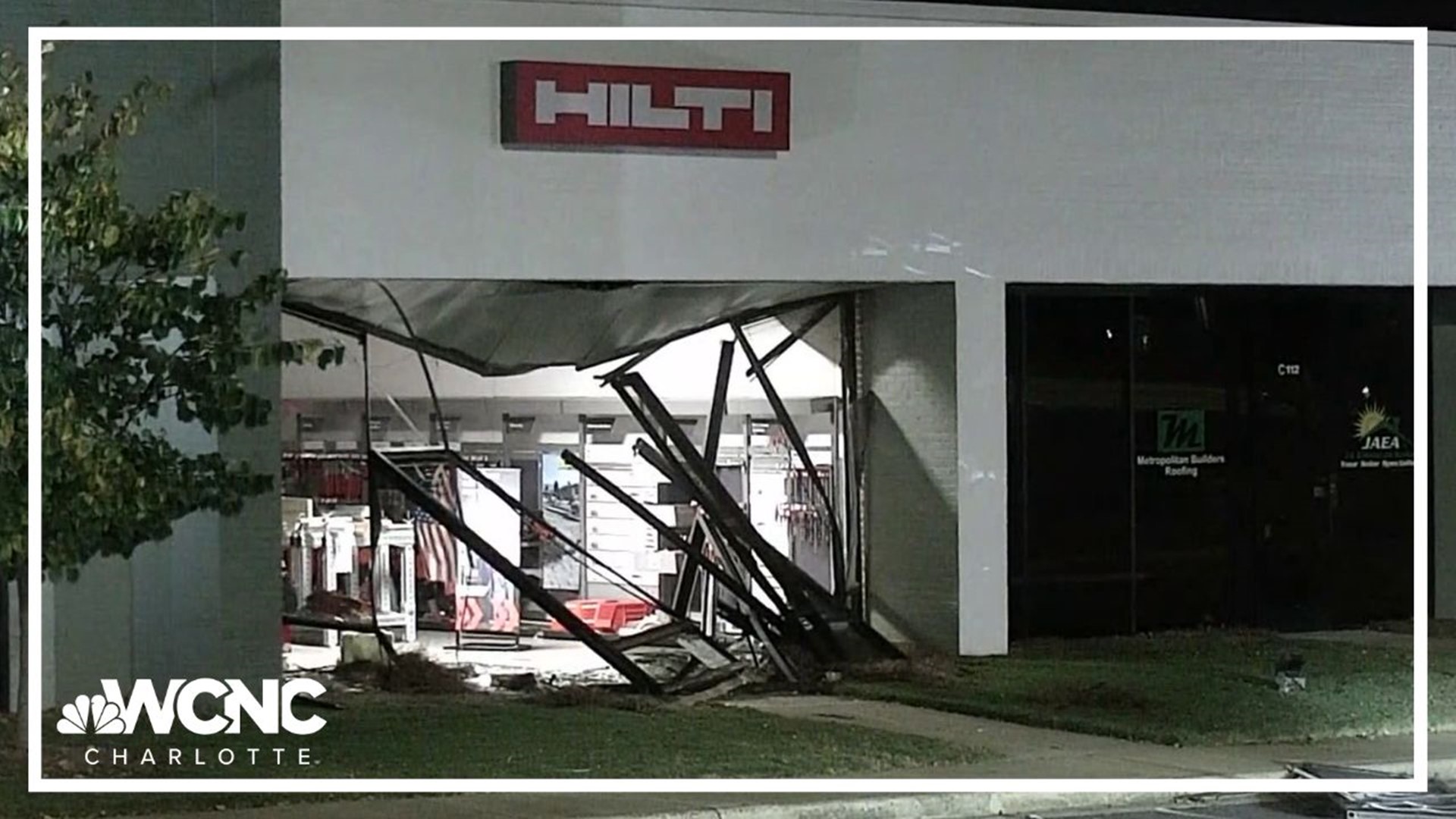 A truck crashed into a hardware store in southwest Charlotte early Tuesday and stole several power tools, the owner said.