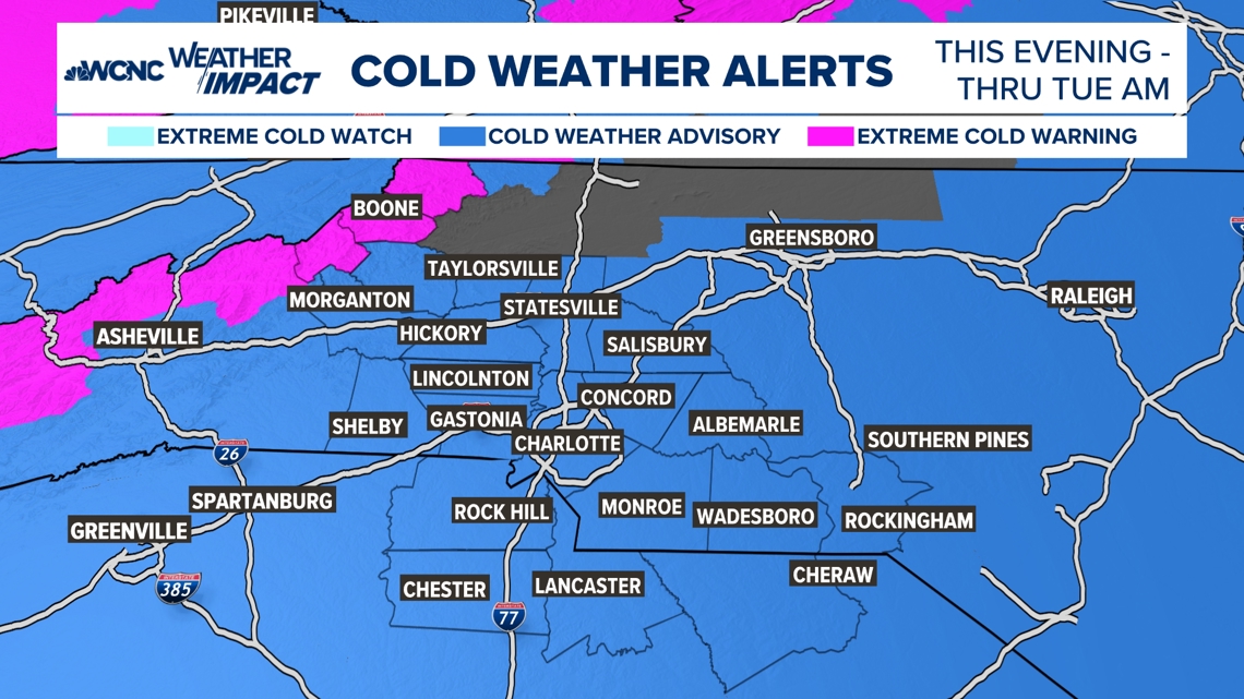 Weather Impact Alert: Cold Weather Advisory issued, frigid temps overnight in Charlotte