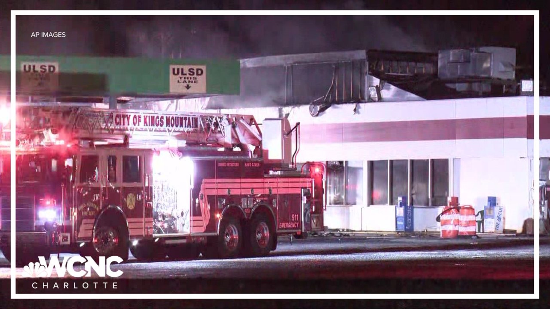 A firefighter was hurt after a fire at a truck stop in Kings Mountain, according to the Kings Mountain Fire Department.