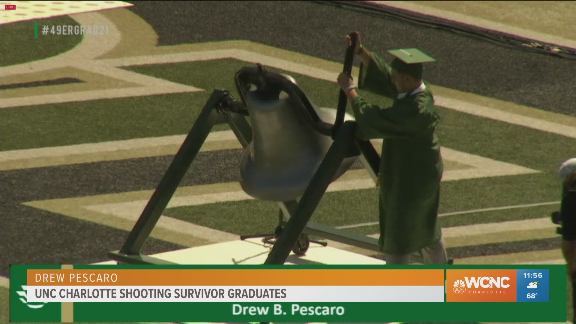 Drew Pescaro, one of the students who was injured in the deadly shooting at UNC Charlotte in 2019, graduated this weekend from the school.