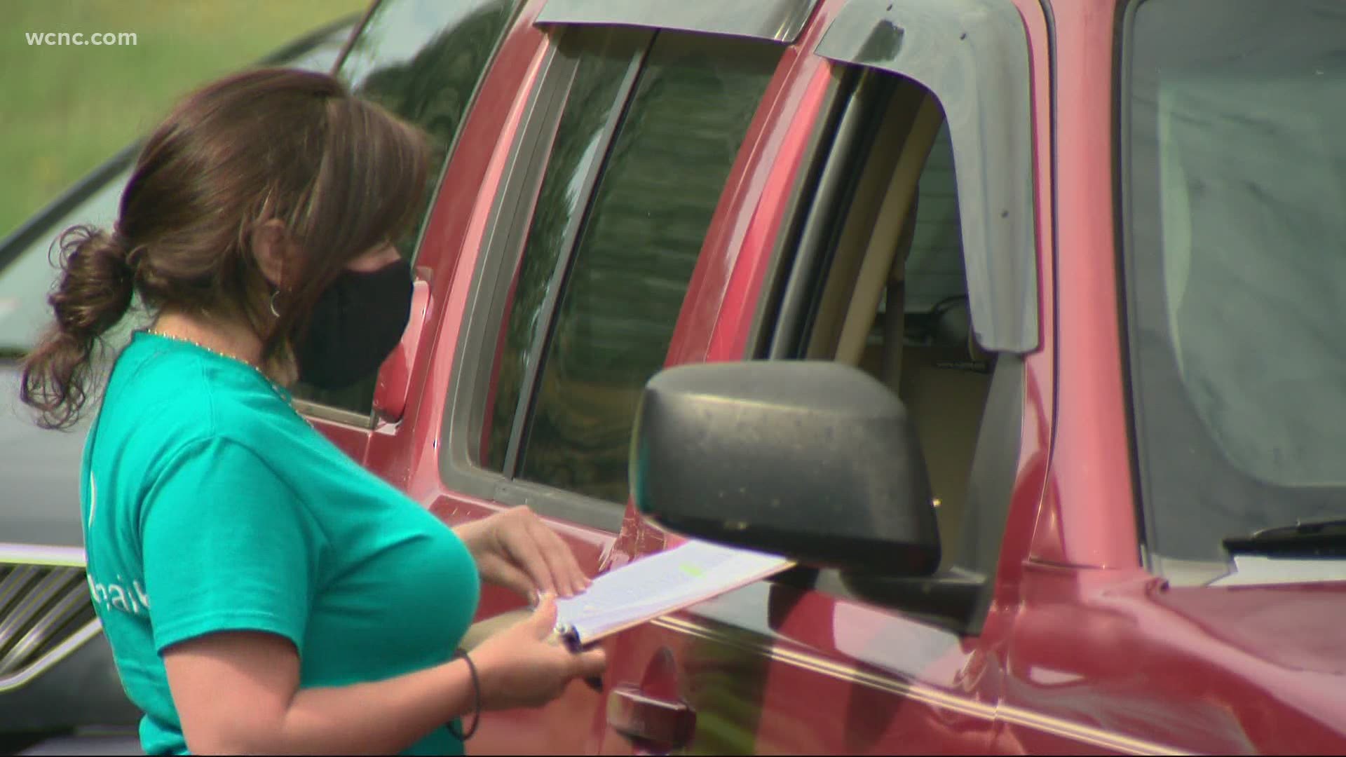 The mask giveaway went on from 10 a.m. to 2 p.m. Saturday.