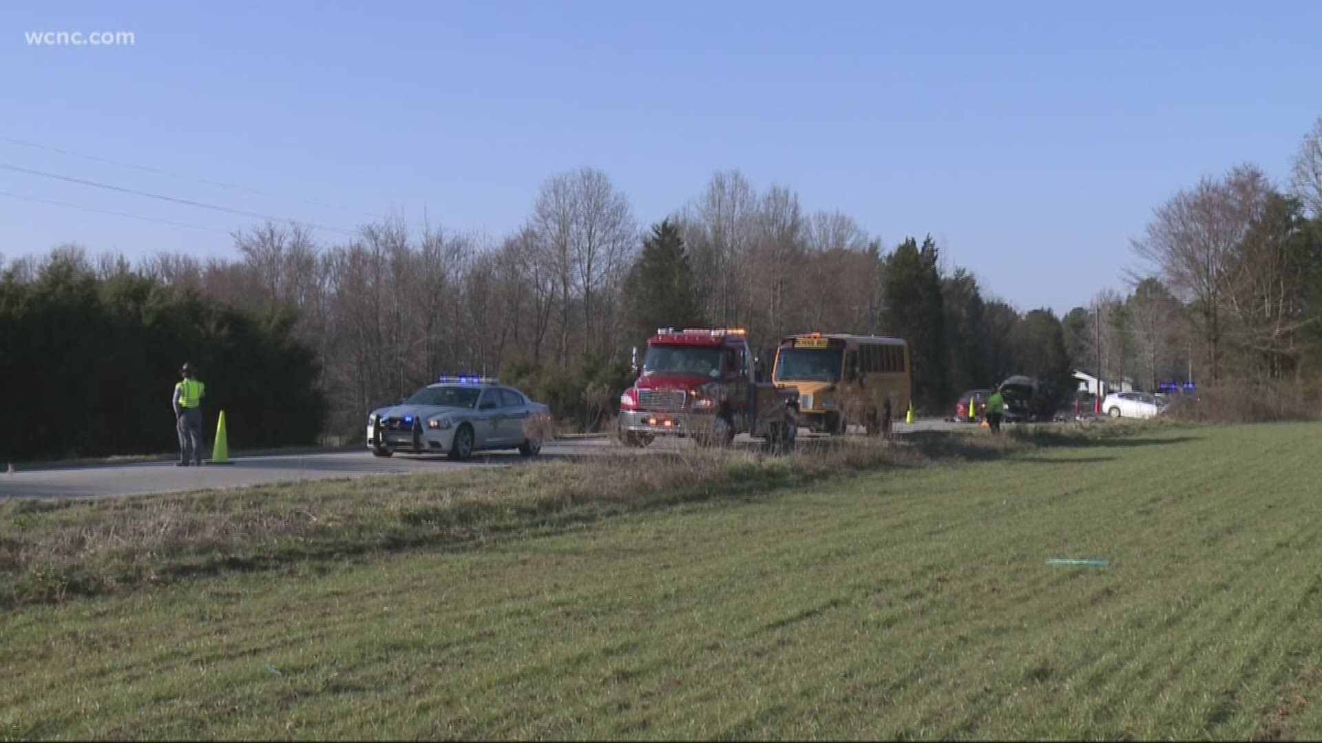 Investigators say a driver tried to pass the school bus but hit another car head on, killing a 45-year-old man. The bus was heading to pick up children, but thankfully did not have any children in it.