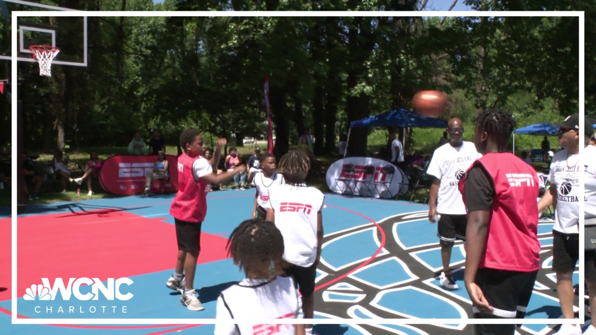 Sugaw Creek Park's two courts were refurbished by ESPN and community partners.