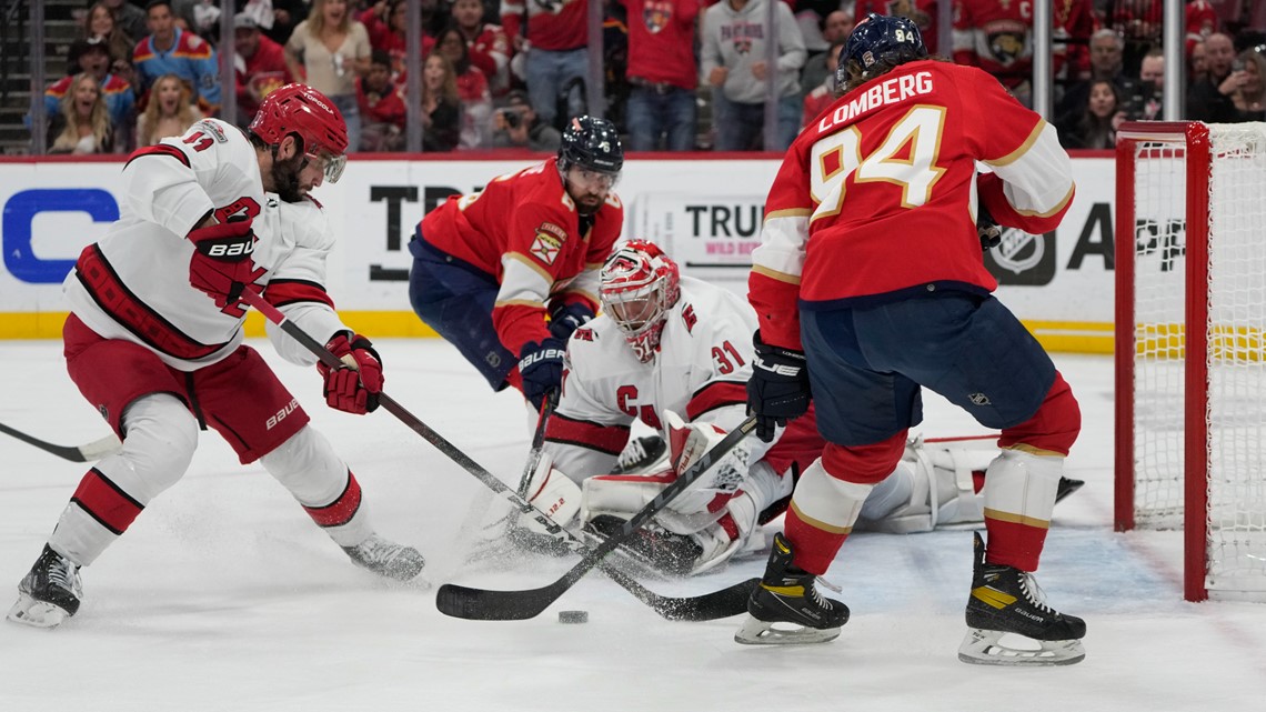 NHL playoffs: Panthers score in final seconds to sweep Hurricanes