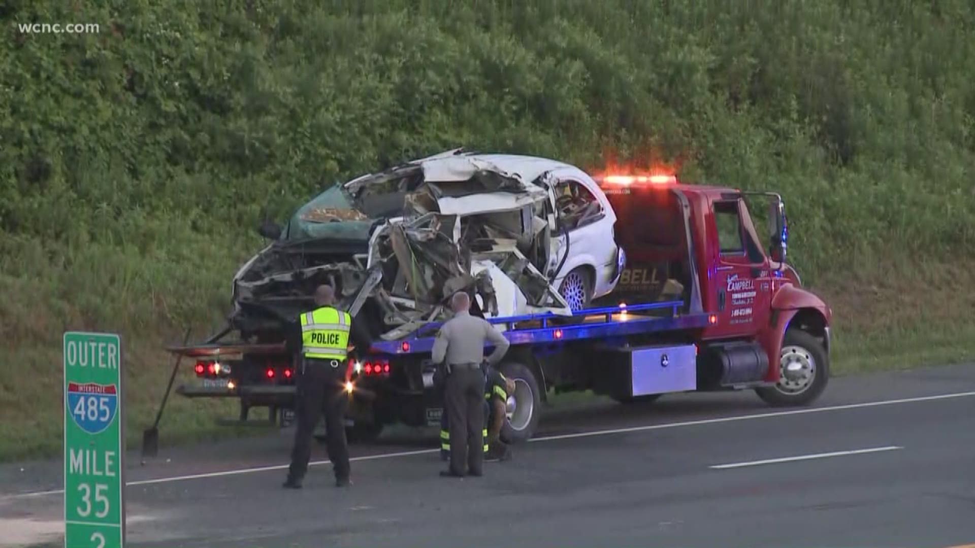 One person was killed in a crash on I-485 near University City Boulevard early Wednesday morning.
