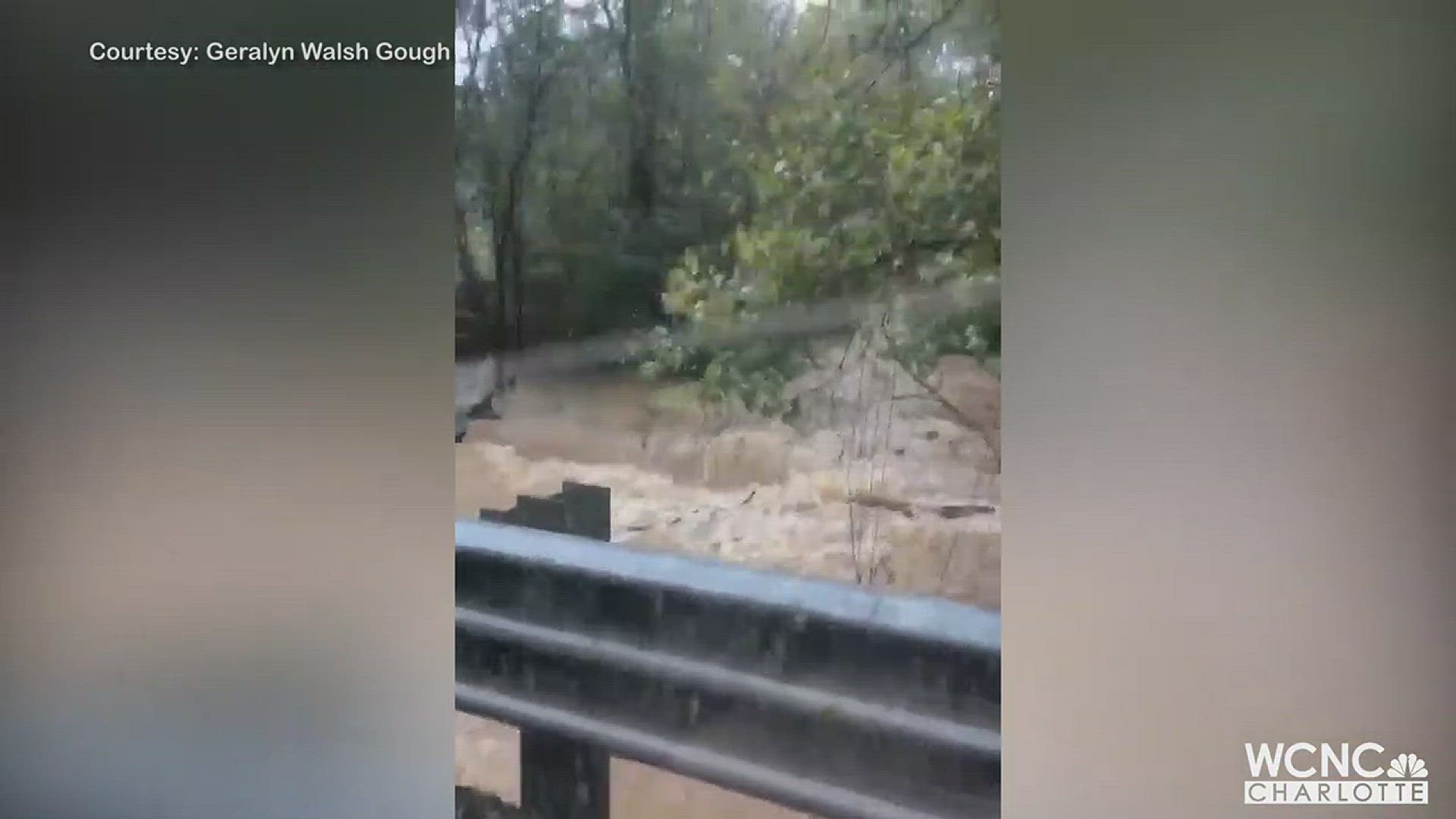 Heavy rain from Tropical Depression Florence flooded creeks and streams across the Charlotte area Sunday morning.