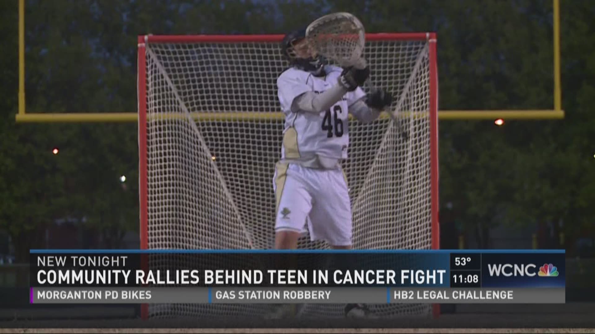 A high school sported the color orange on Monday night, to show their support for a senior lacrosse player battling a rare form of cancer.