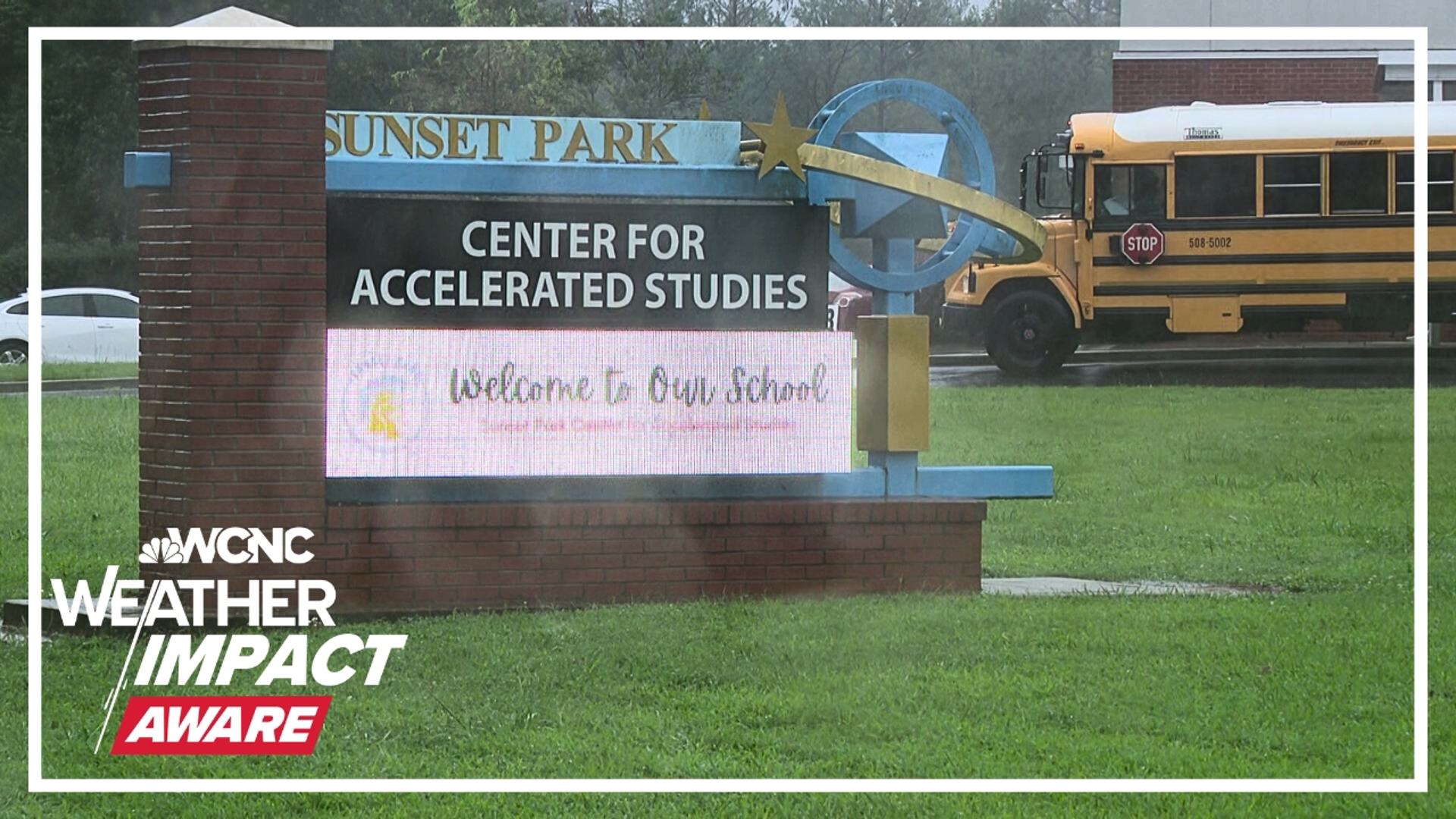 Bus drivers in Rock Hill had to navigate flooded streets to get children to and from school safely.