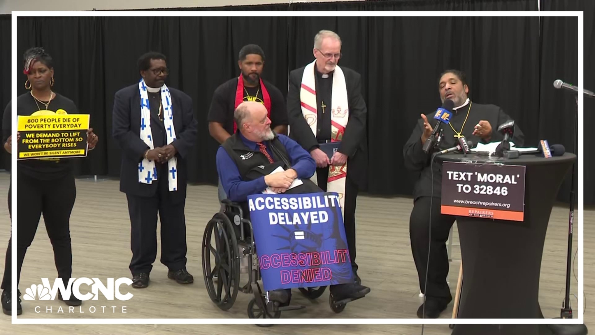 Civil Rights leader Reverend William Barber is calling for more awareness about people living with disabilities after being asked to leave for using his own wheelcha