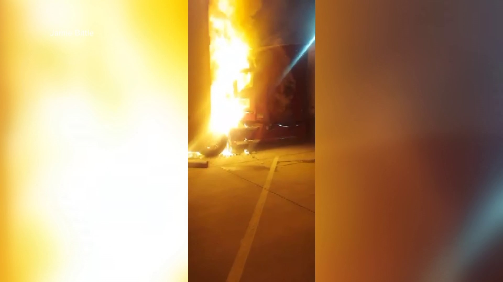 A tractor-trailer driver was able to escape when his truck went up in flames in Iredell County, firefighters said.