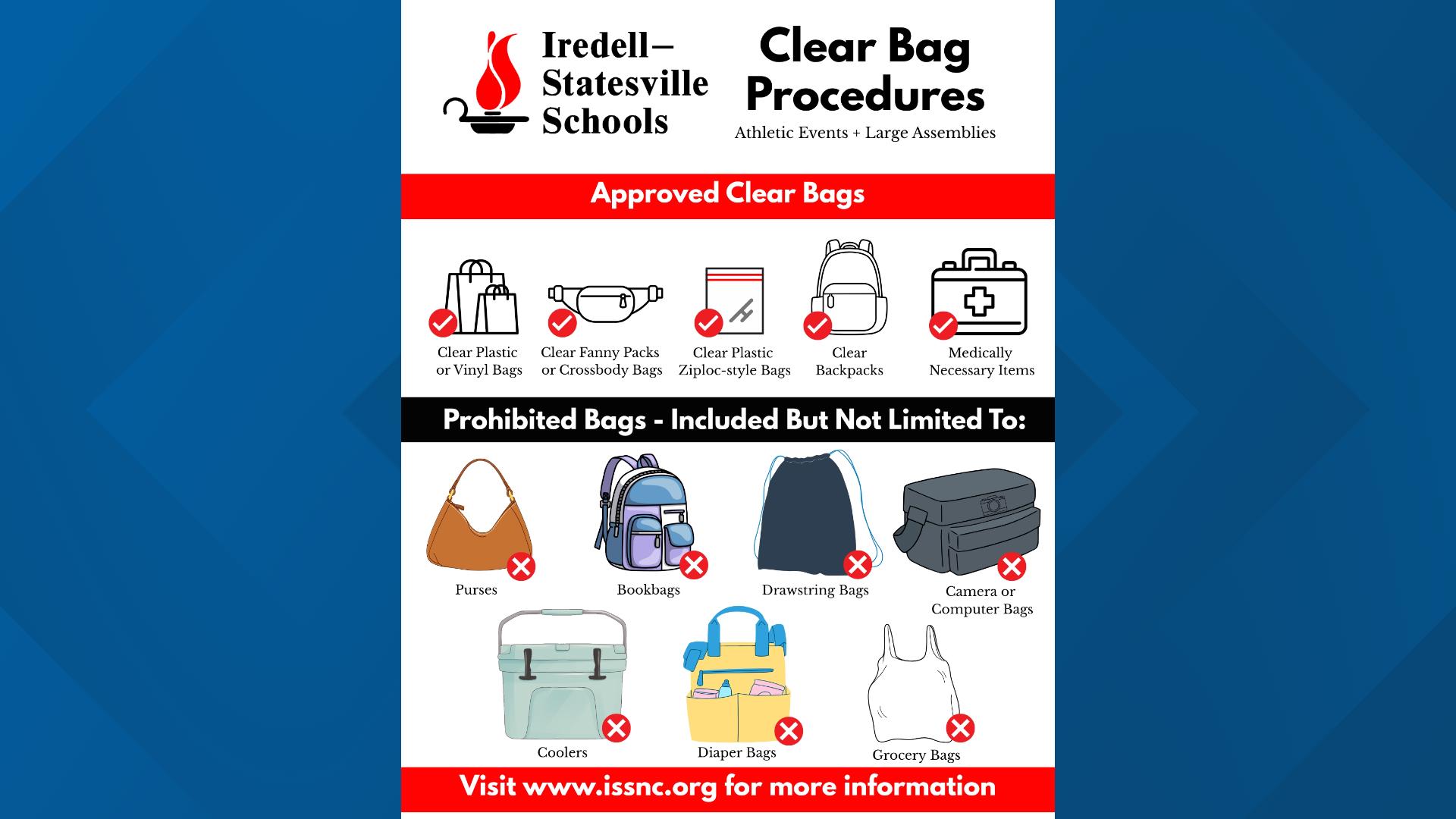Clear bag policy at Iredell-Statesville Schools athletics | 2025-26