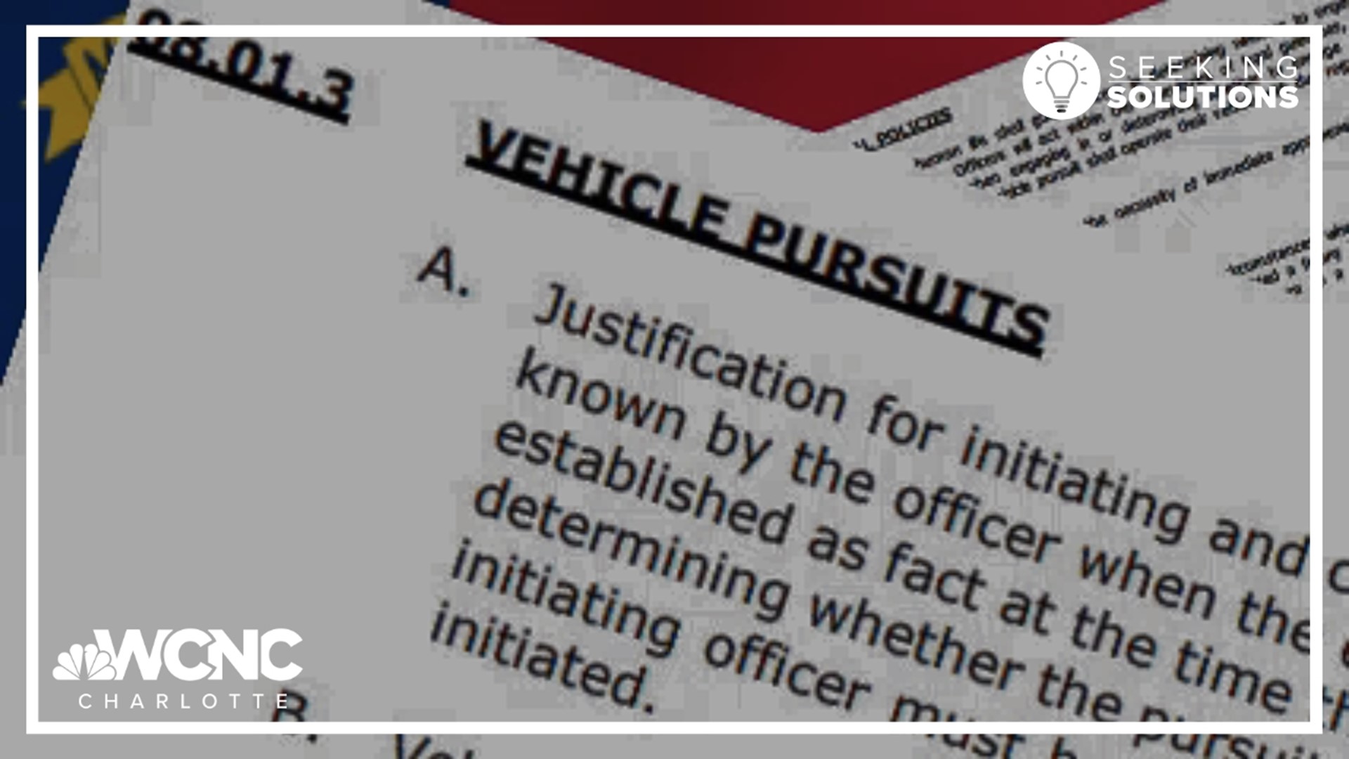 For over a year, WCNC Charlotte has continued Seeking Solutions to the problem of police chases by shining a light on the growing number of innocent people killed.