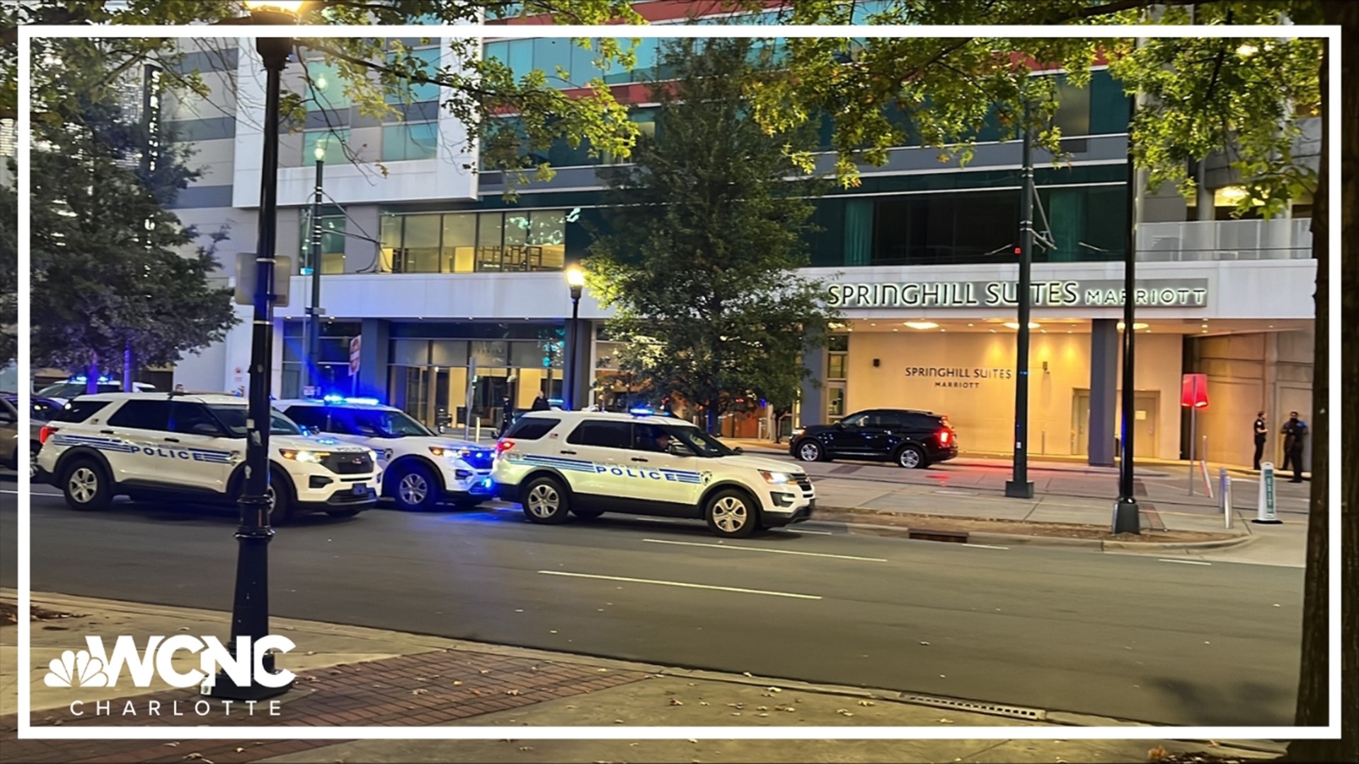 CMPD says it is investigating an 'assault with a deadly weapon' this morning that lead to the suspect possibly being shot by a security guard.