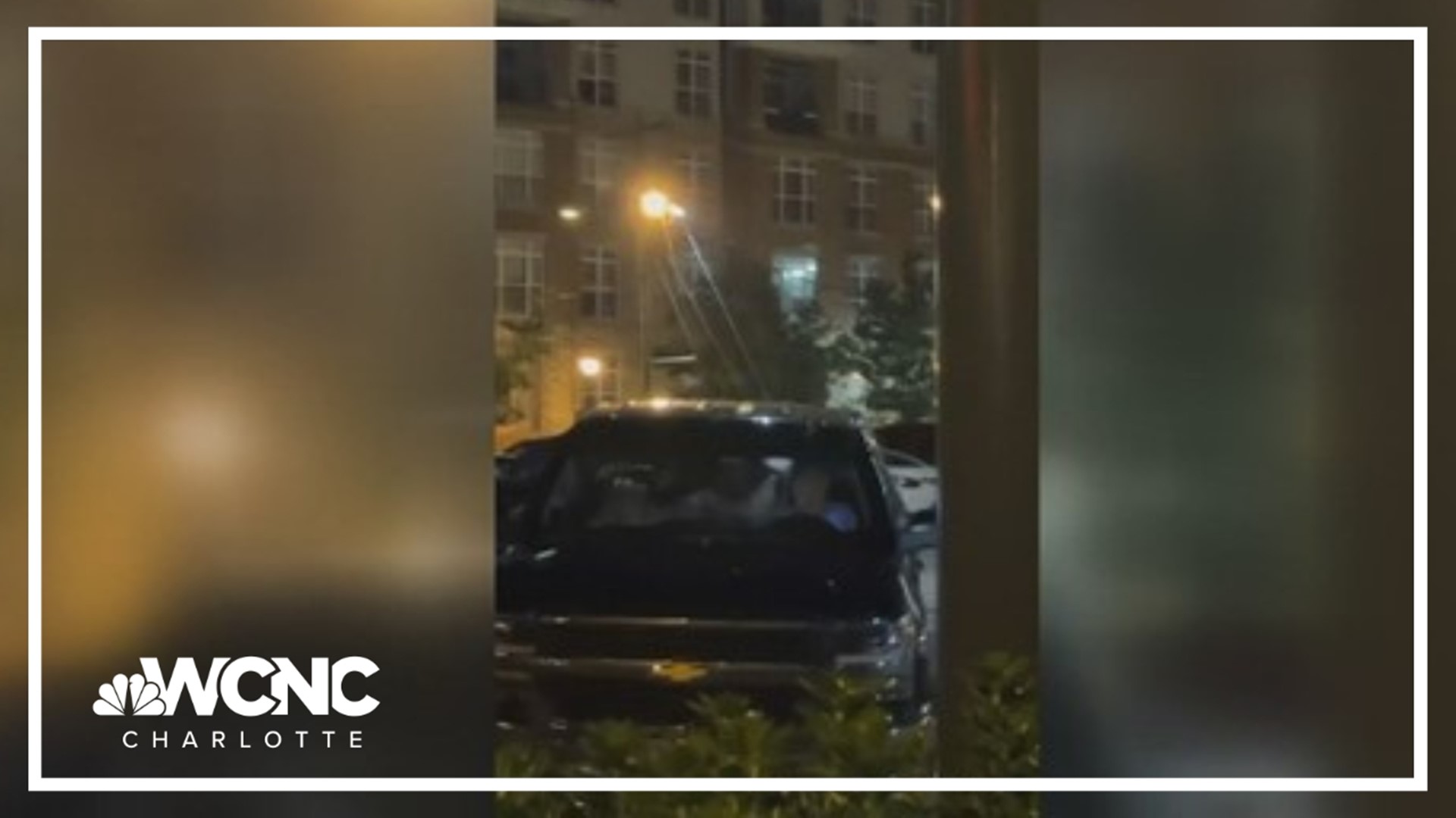 Video shows a car driving on the light rail tracks in Charlotte, NC.