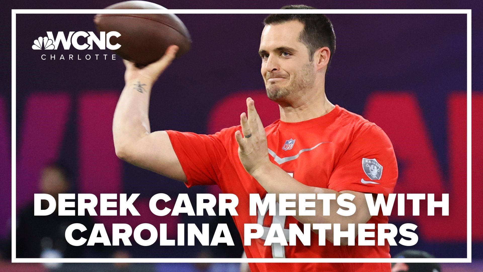 Free agent quarterback Derek Carr met with the Panthers at the NFL Combine. Here's what head coach Frank Reich said of the team's meeting.
