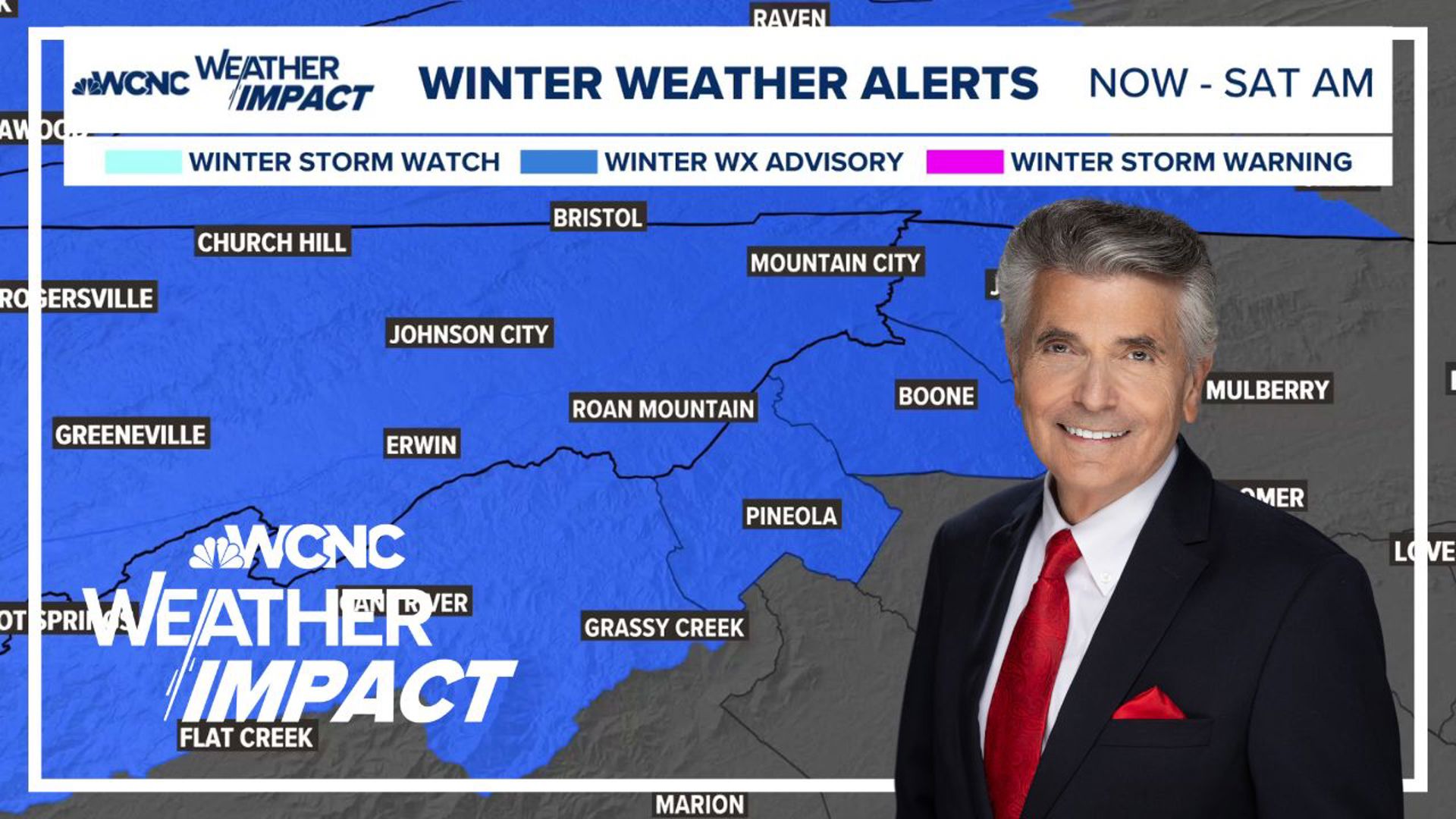 A winter weather advisory is in effect for the North Carolina mountains due to snow. Some areas could see up to 7 inches of snowfall on higher elevations.