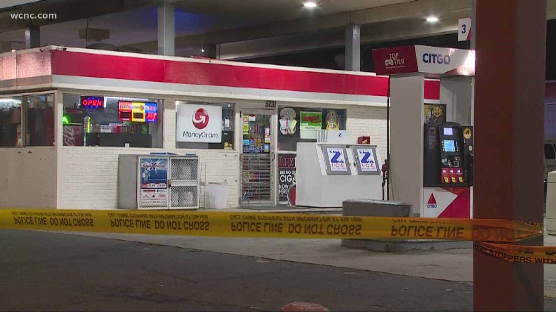 One person is in the hospital after a shooting at a south Charlotte gas station late Wednesday.