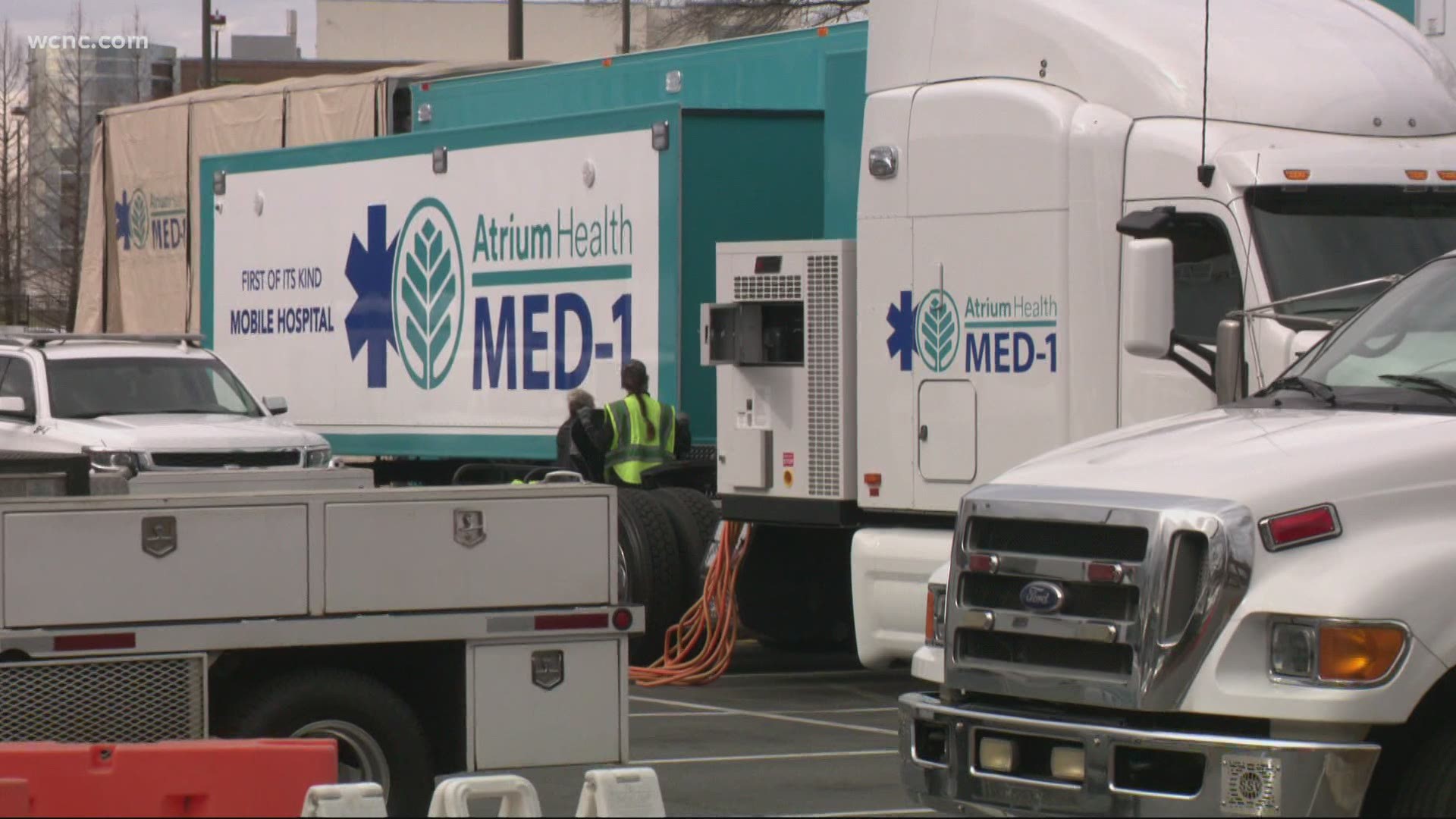 The health system said the emergency mobile hospital will be used to help treat less critical patients and provide bed space as hospitalizations continue to rise.
