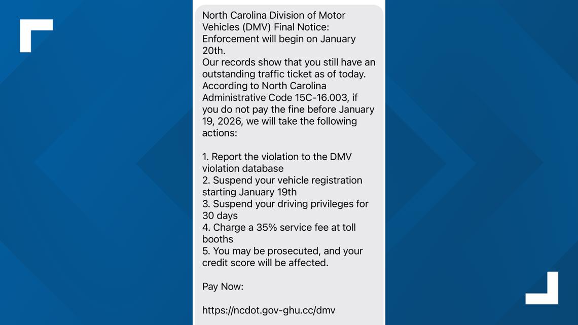 DMV scam texts hit North Carolina phones