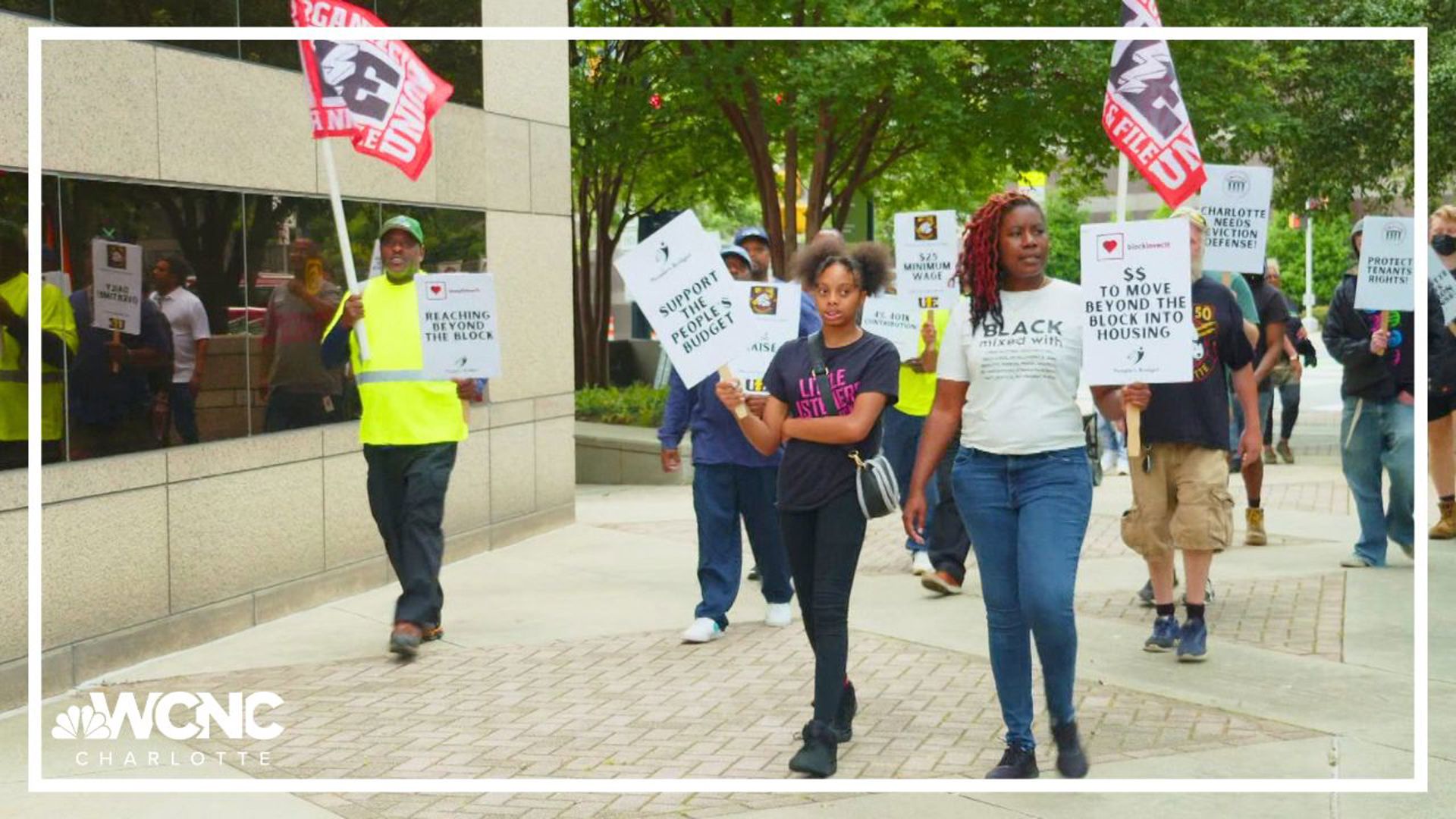 City workers rallied outside Monday's Charlotte City Council meeting as they push leaders to make their salaries a priority with the new budget.