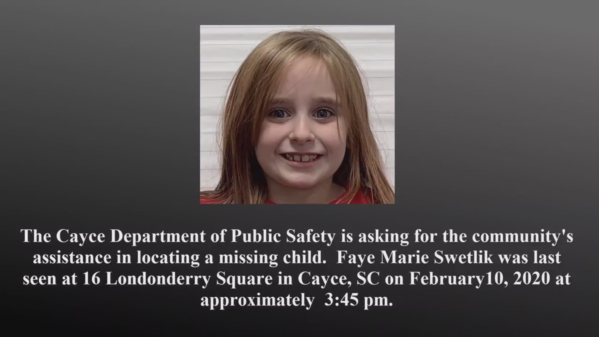 Video Of Missing Sc 6 Year Old Faye Swetlik Getting Off Of Bus