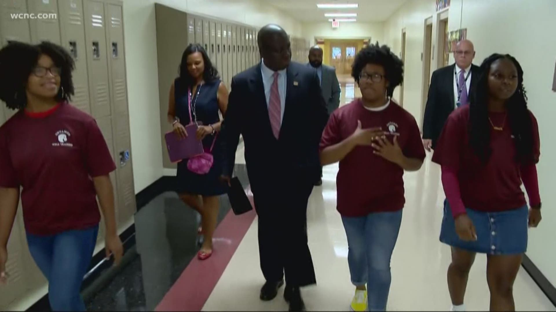 The new CMS Superintendent Earnest Winston gave an update on how the first day went, providing the number of teachers he needs to hire as well as the teachers who still need to go through the fingerprinting process.