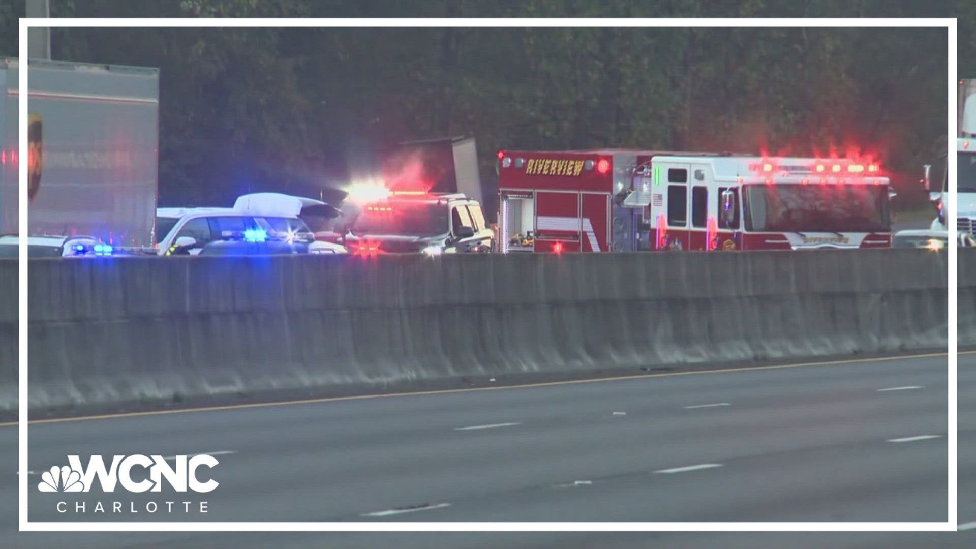 Two lanes of Interstate 77 northbound are shut down at mile marker 84 after a multi-vehicle crash in York County, according to the York County Sheriff's Office.