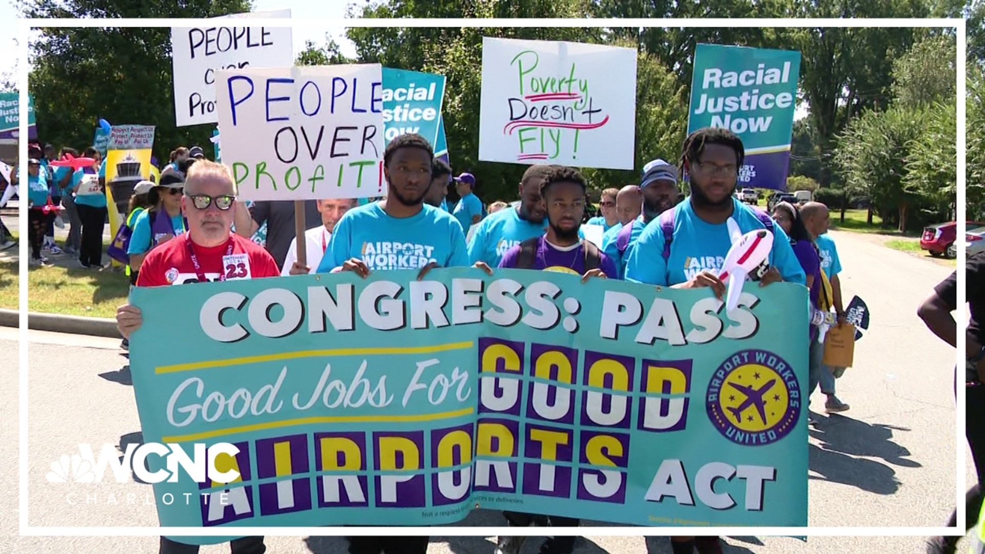 Multiple workers at the Charlotte-Douglass International Airport were arrested while protesting for better pay and benefits