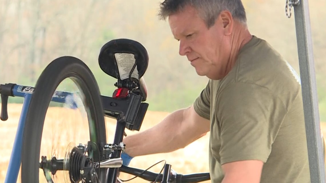 Group repairing and donating bicycles