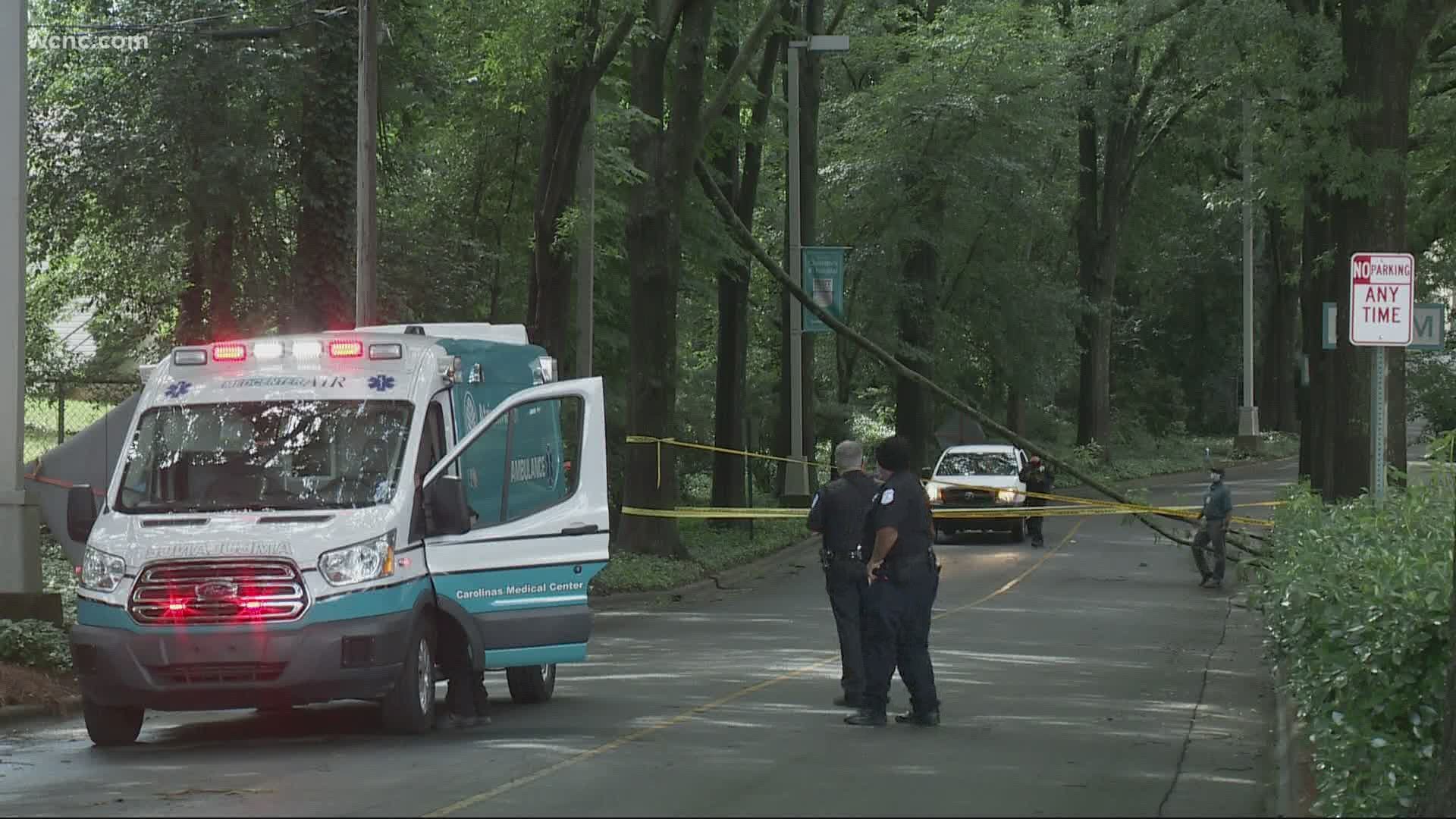 A second ambulance transported the patient the rest of the way to Atrium Health's Carolina Medical Center in Charlotte.