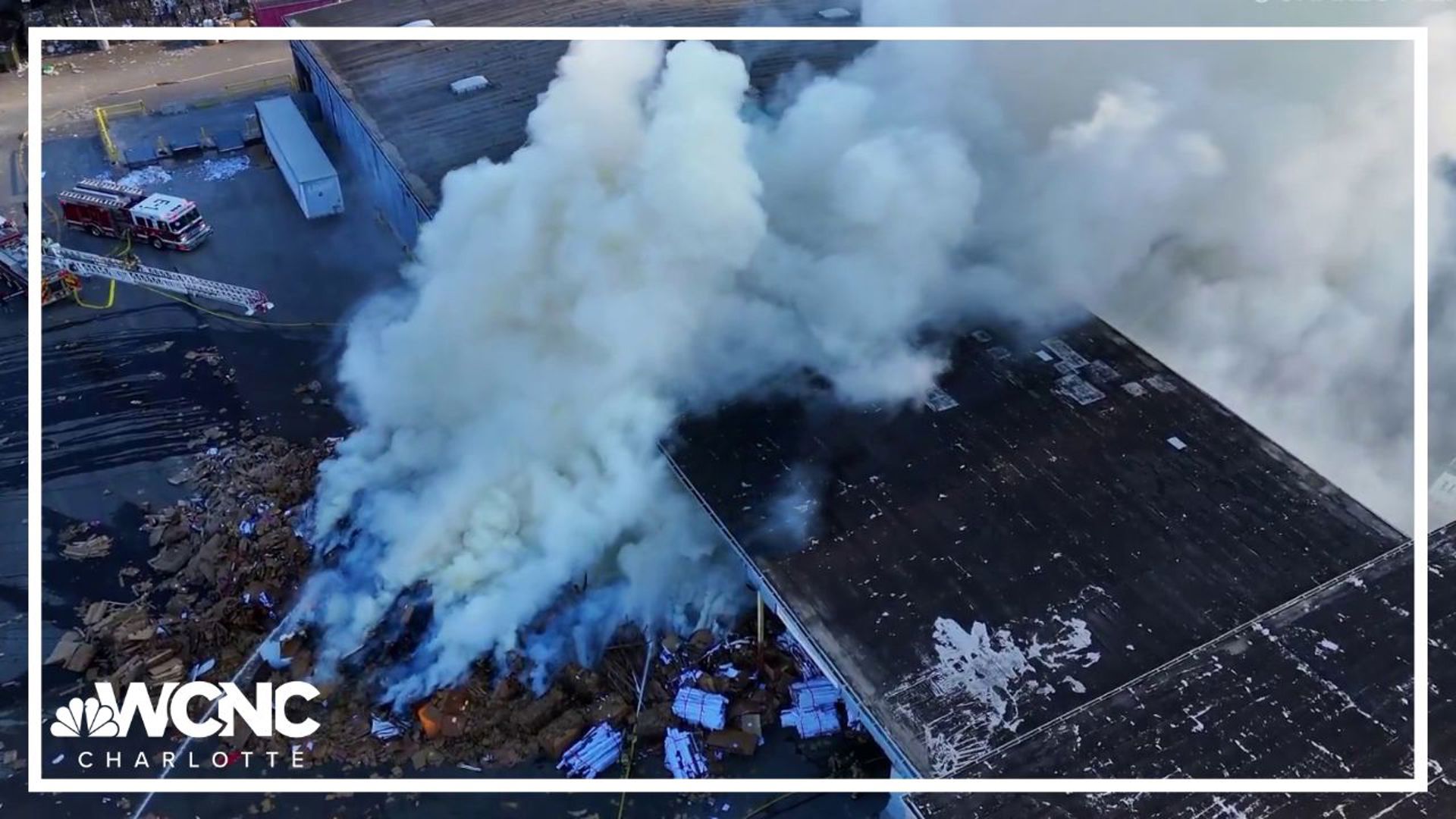 A spark from heavy machinery is to blame for a fire at a paper recycling facility in northeast Charlotte.