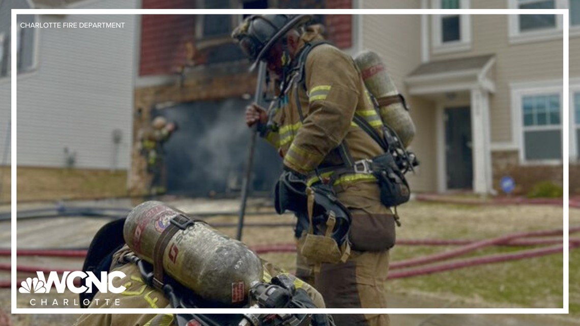 Firefighter hurt battling house fire in north Charlotte | wcnc.com