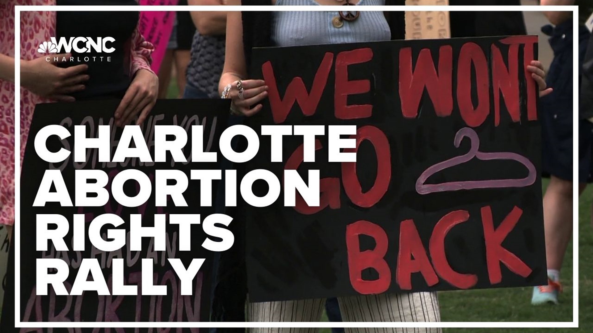 Hundreds of people marched in Uptown Charlotte's Romare Bearden Park Sunday to protest the Supreme Court's decision to overturn Roe v. Wade.