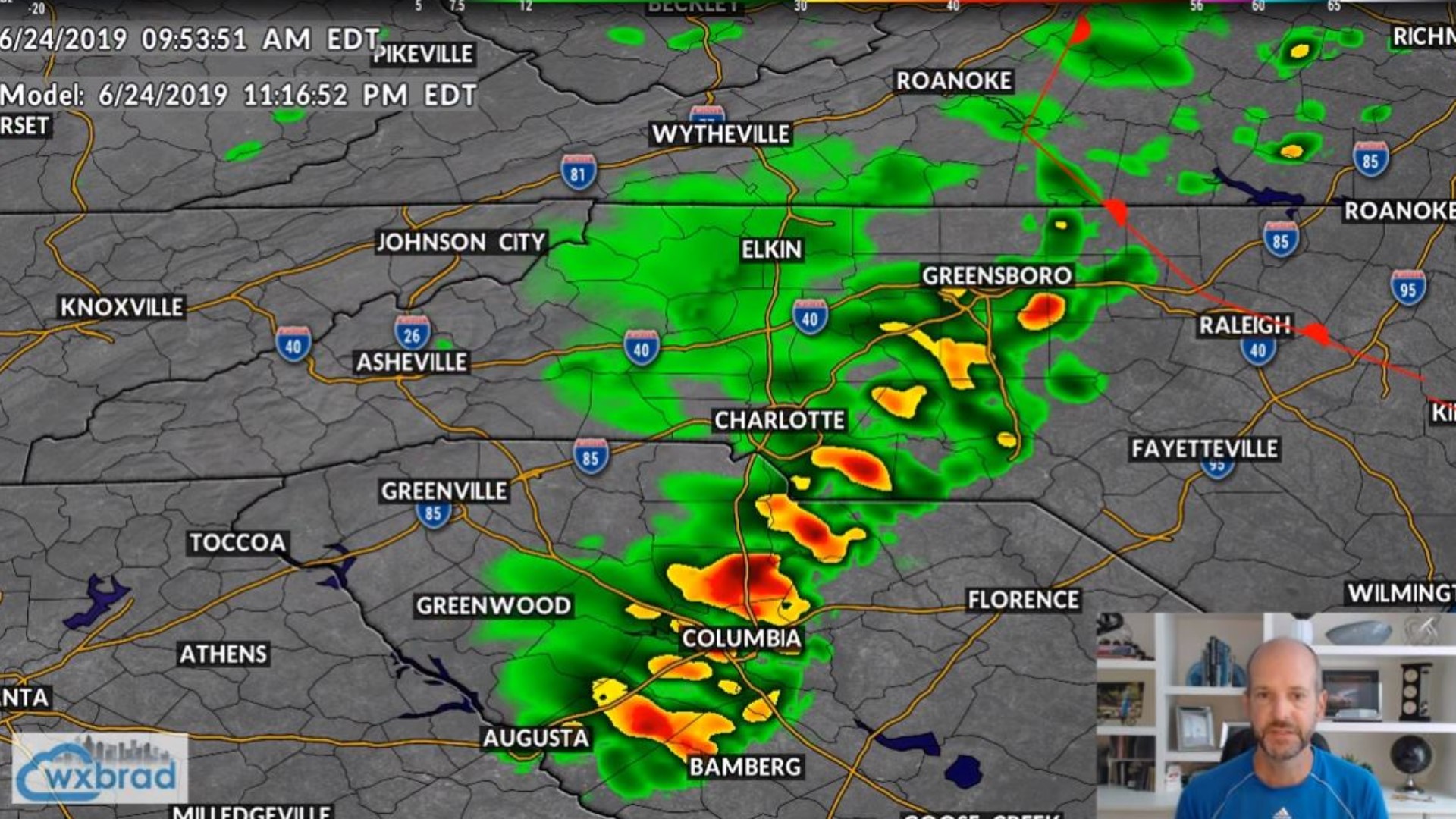 Monday WX VLOG 6/24/2019: Brad Panovich says strong to severe storms are possible by this evening. Some storms could have damaging straight-line winds and brief heavy rainfall in the Charlotte-area.