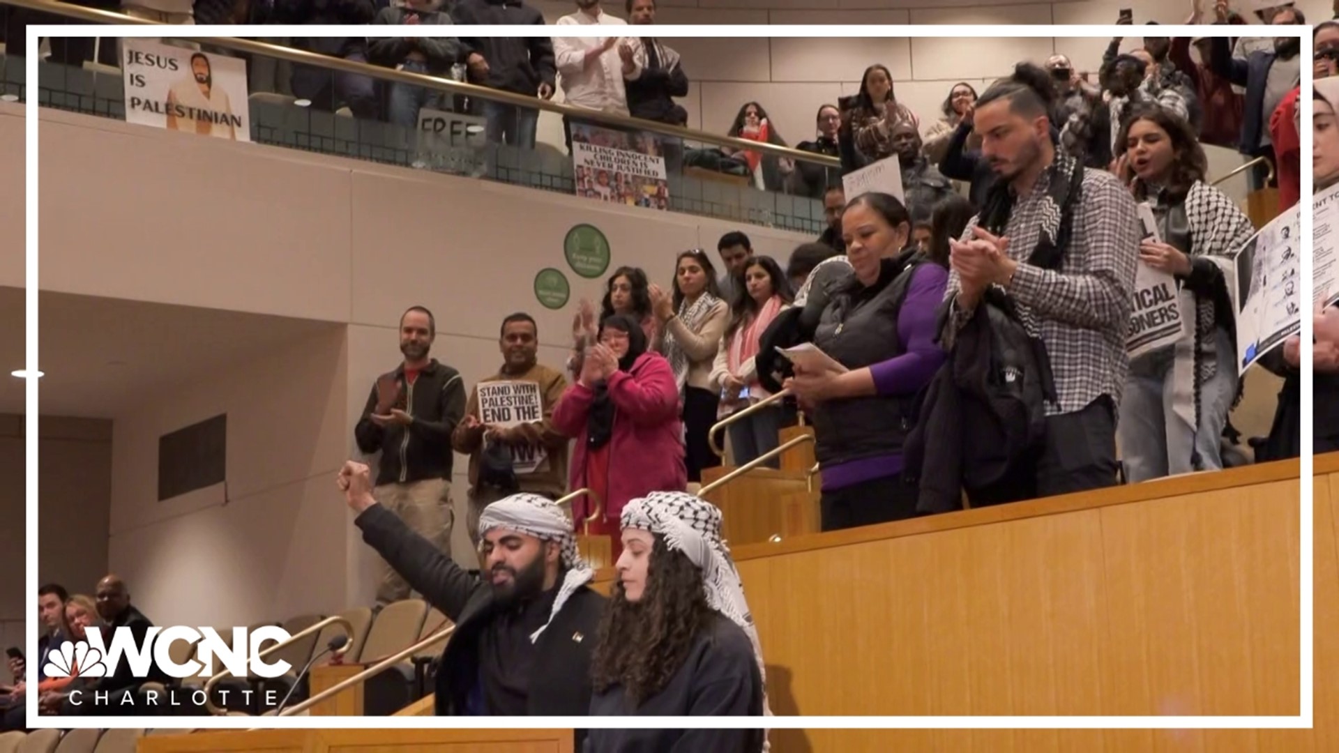 Palestinian supporters in Charlotte expressed their concerns to city council during Monday night's meeting.