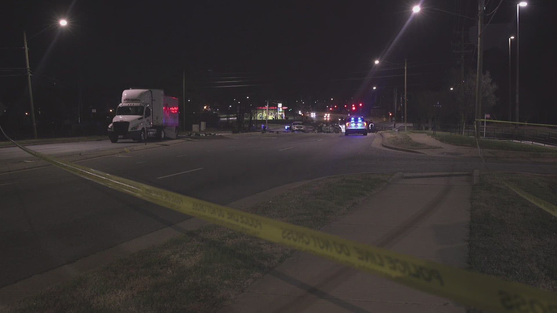 One person was killed in a crash involving a tractor-trailer on Sunset Road and Statesville Road in north Charlotte.