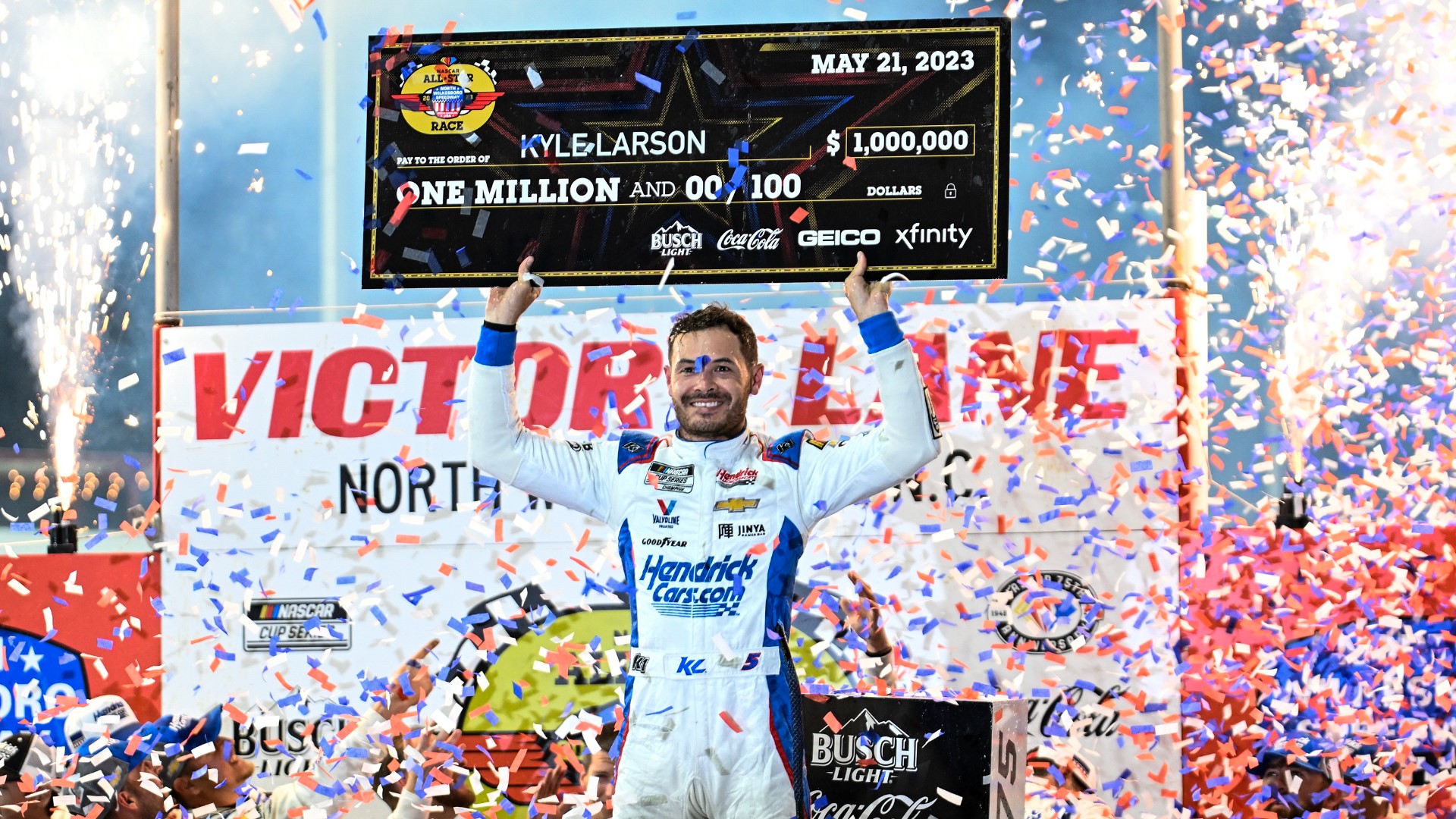 Larson dominated Sunday's all-star race in the first NASCAR Cup Series race at North Wilkesboro Speedway since 1996.