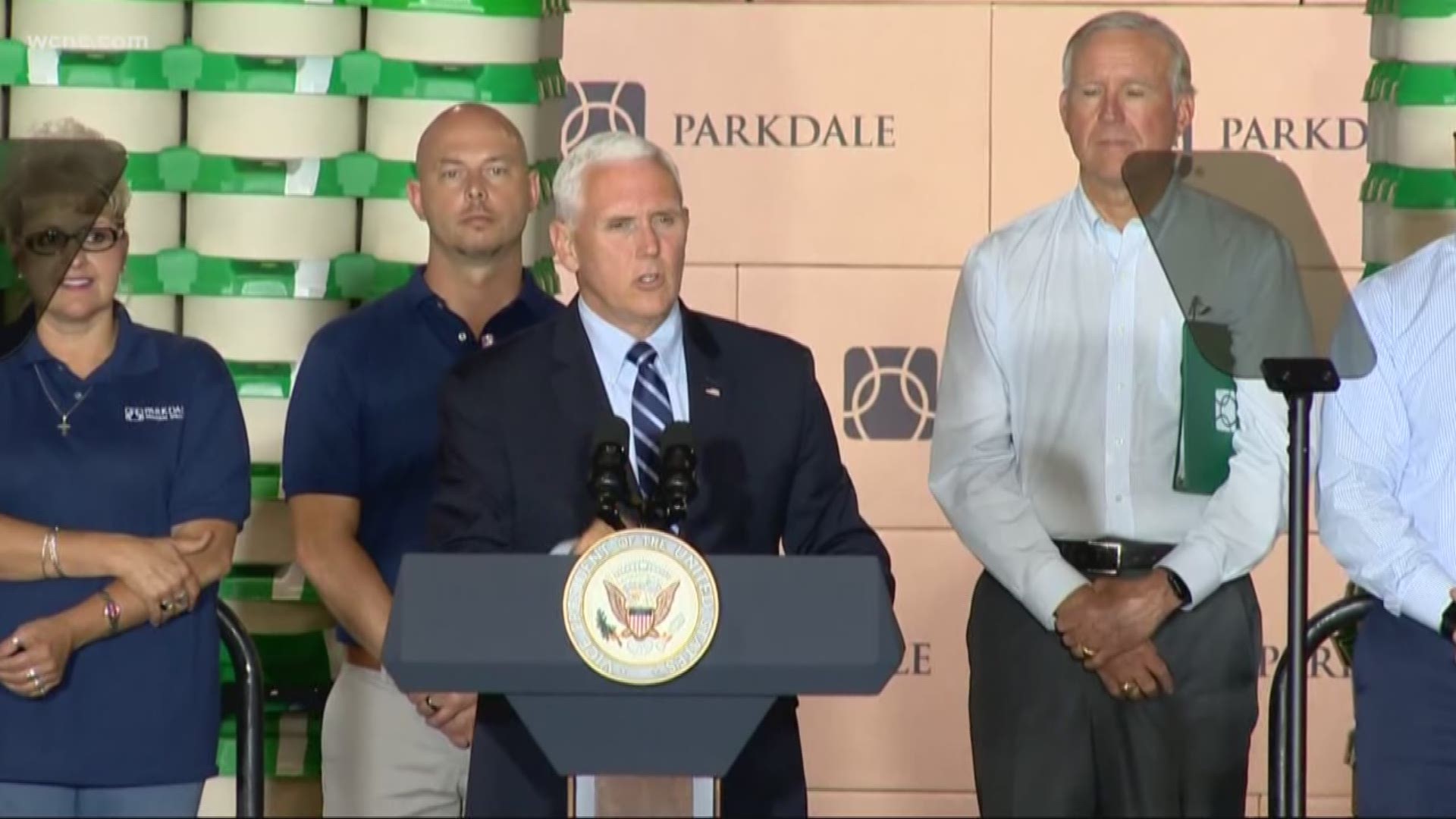 Pence told workers at Parkdale Mills the administration had kept its promise of bringing back manufacturing jobs.