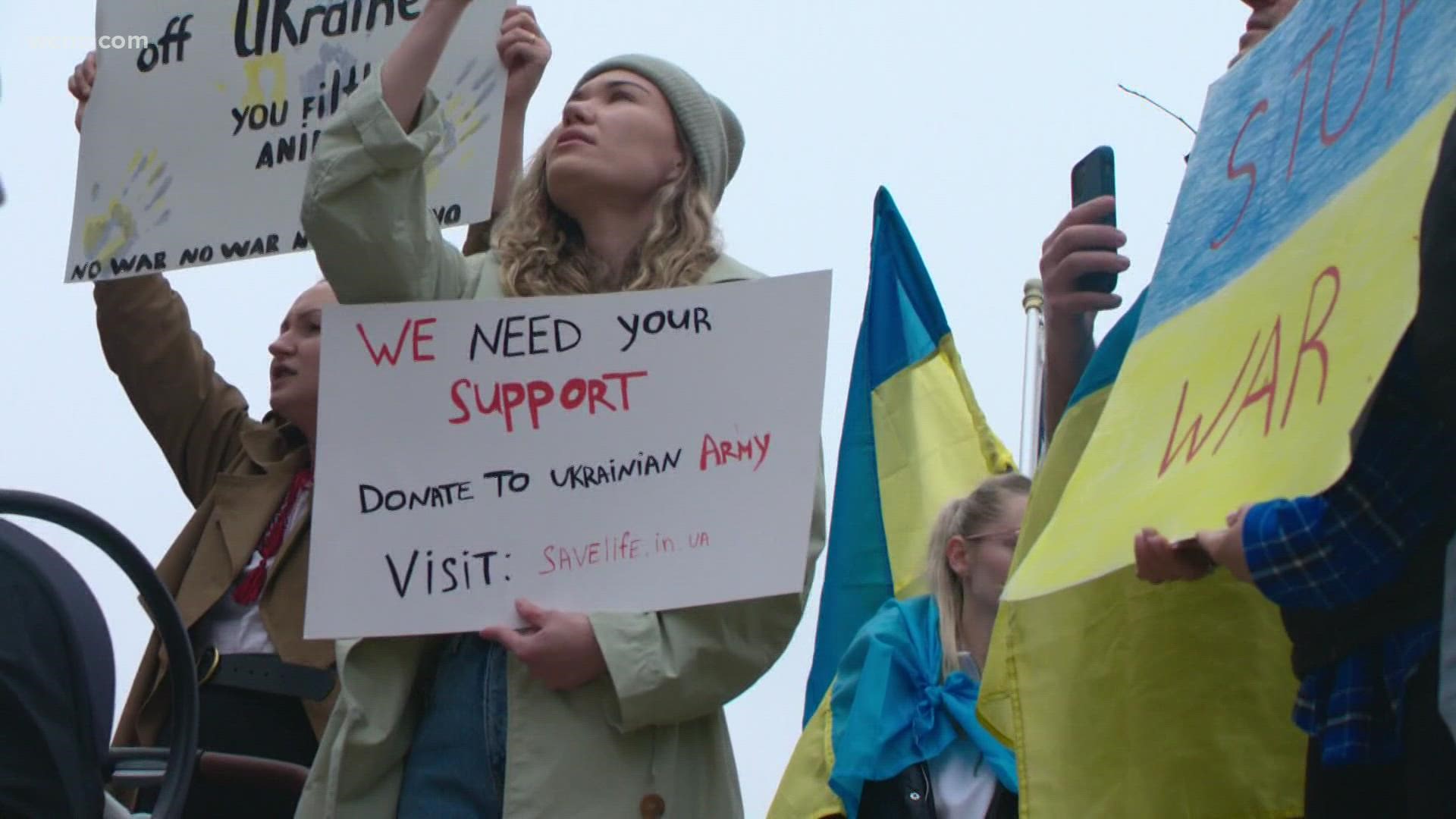 Many at the rally said they still have family and friends in both Ukraine and Russia and hope the war comes to a quick end.