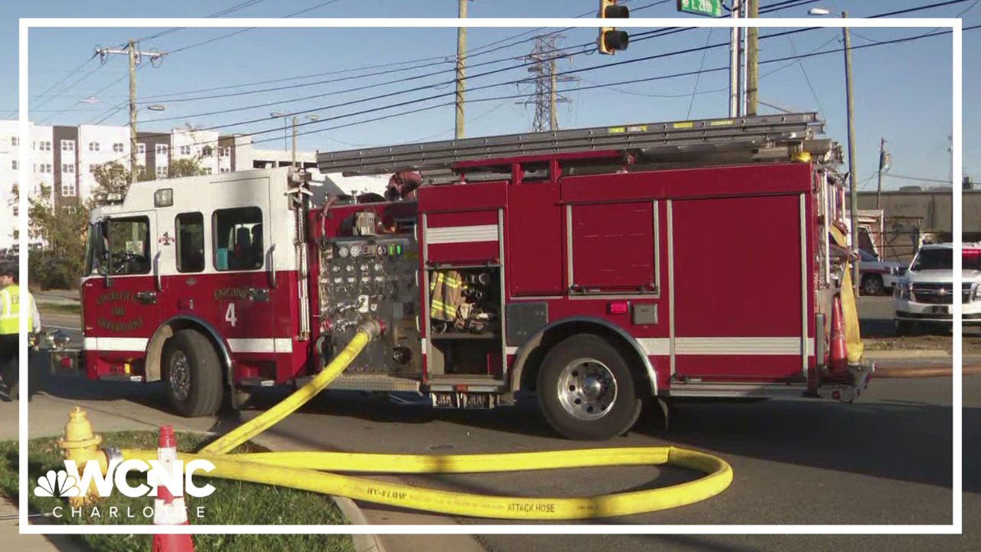 Firefighters are on the scene of a two-alarm fire at a recycling center in northeast Charlotte.