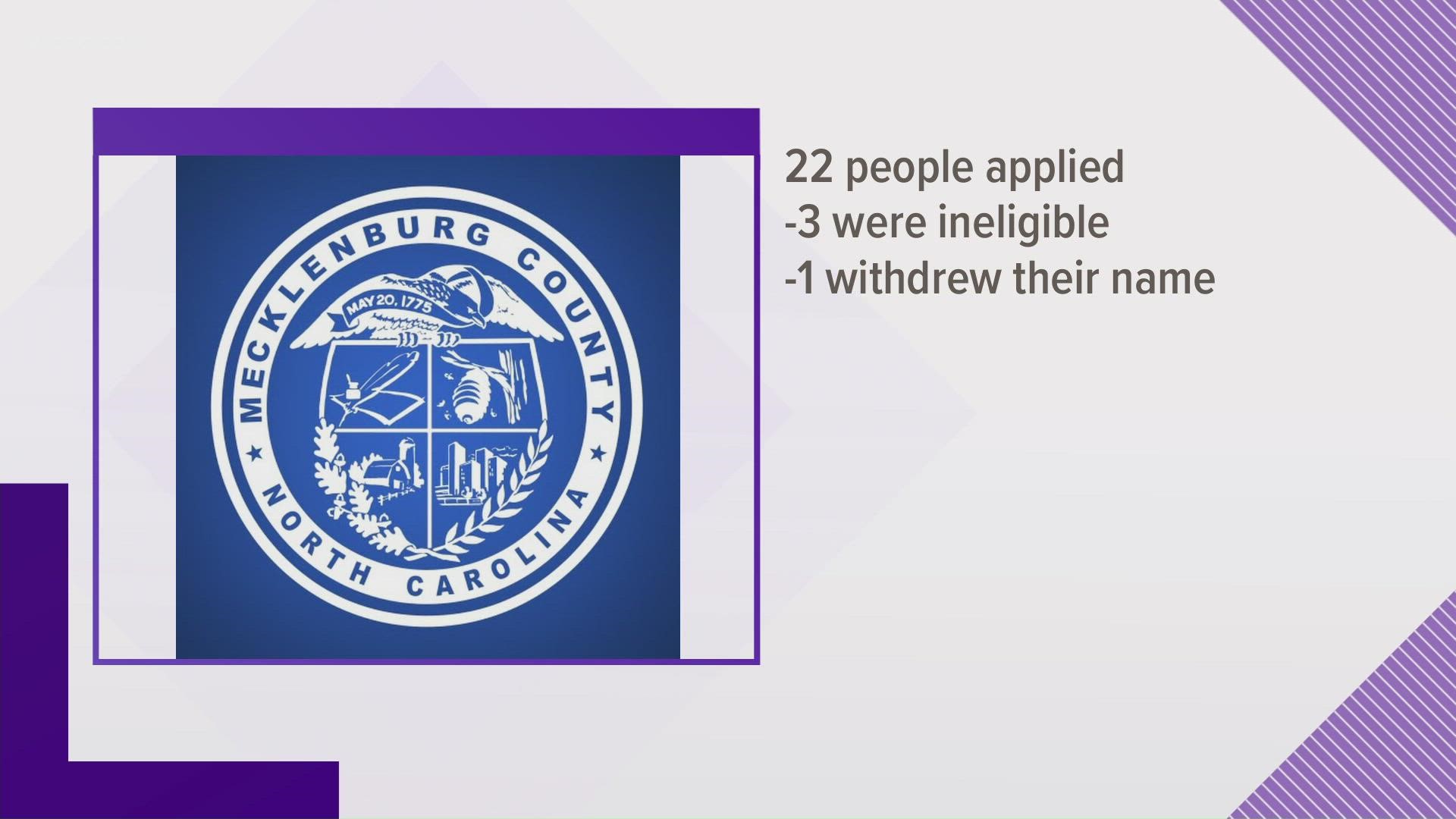 Of the 22 people that applied, three did not meet the eligibility requirements and one withdrew their name.