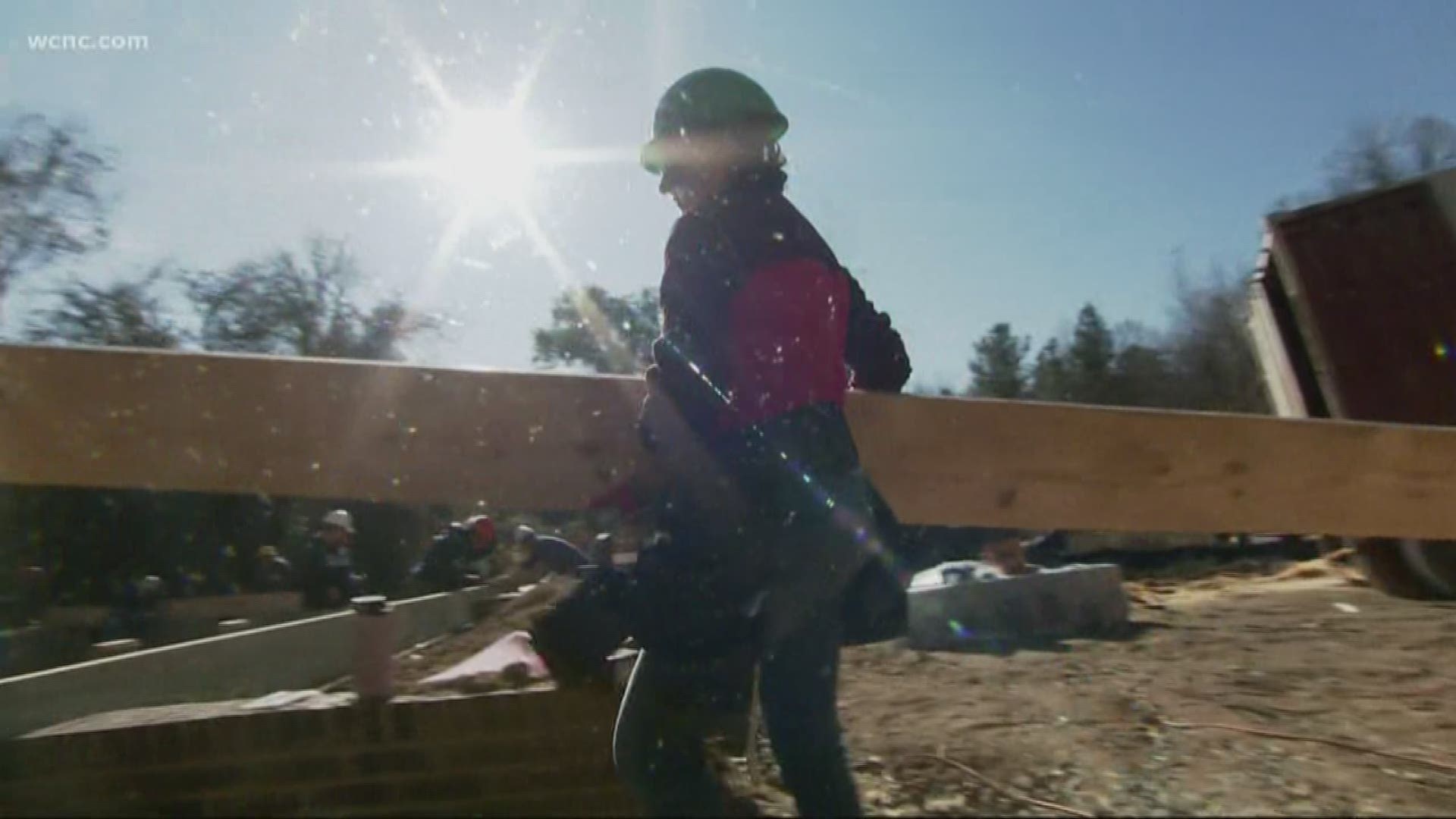 NBC Charlotte teamed up with Habitat for Humanity Thursday to help construct a home for a veteran in west Charlotte.