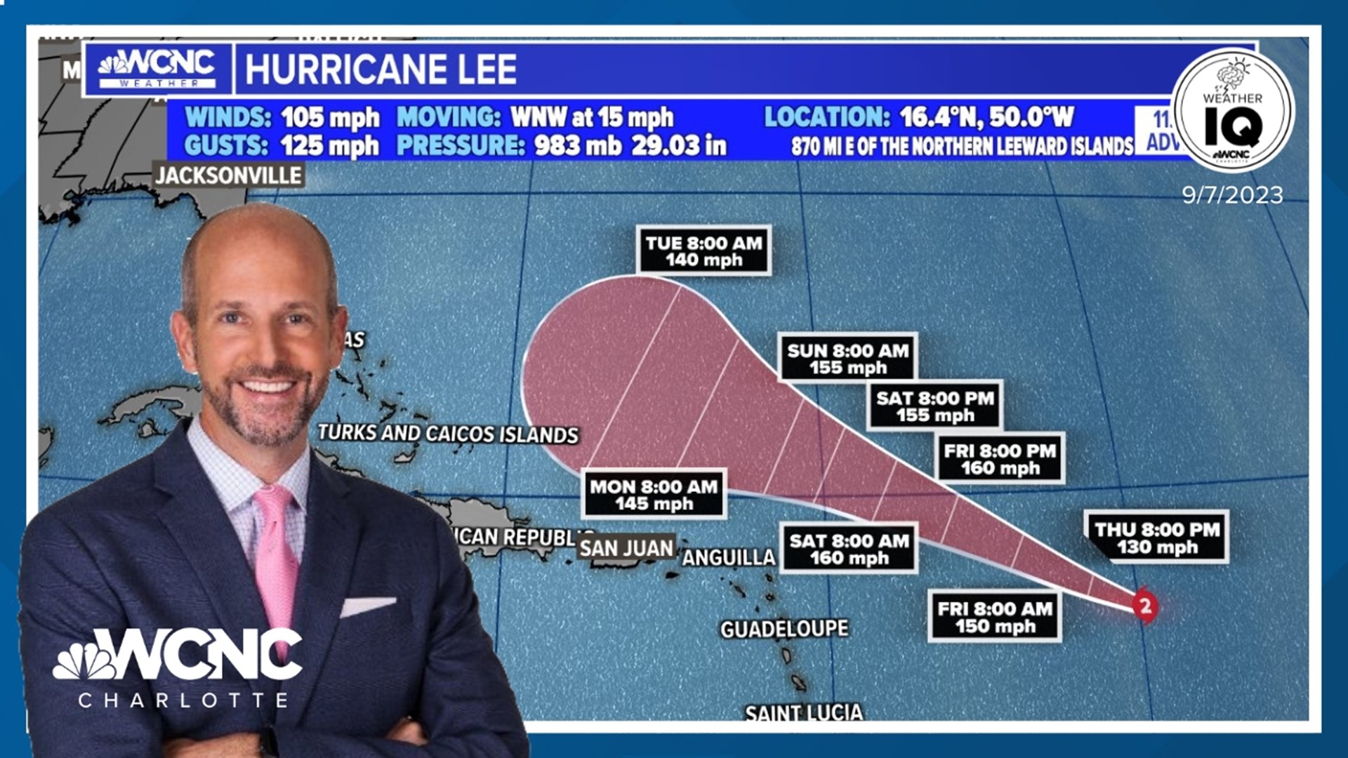 Hurricane Lee continues to quickly intensify and could become a Category 5 hurricane by Saturday, WCNC Charlotte Chief Meteorologist Brad Panovich says.