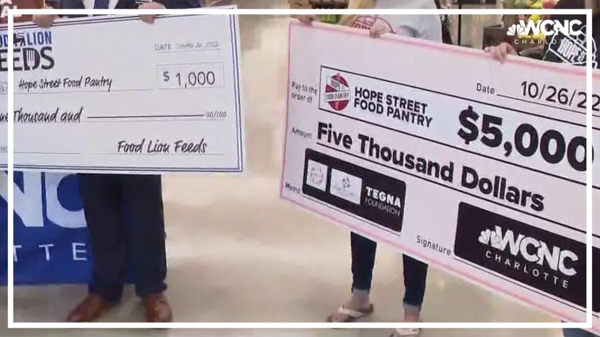 WCNC Charlotte, the TEGNA Foundation, Steel Skin Realty and the Parham Family Charitable Fund have donated $5,000 to Hope Street Food Pantry.